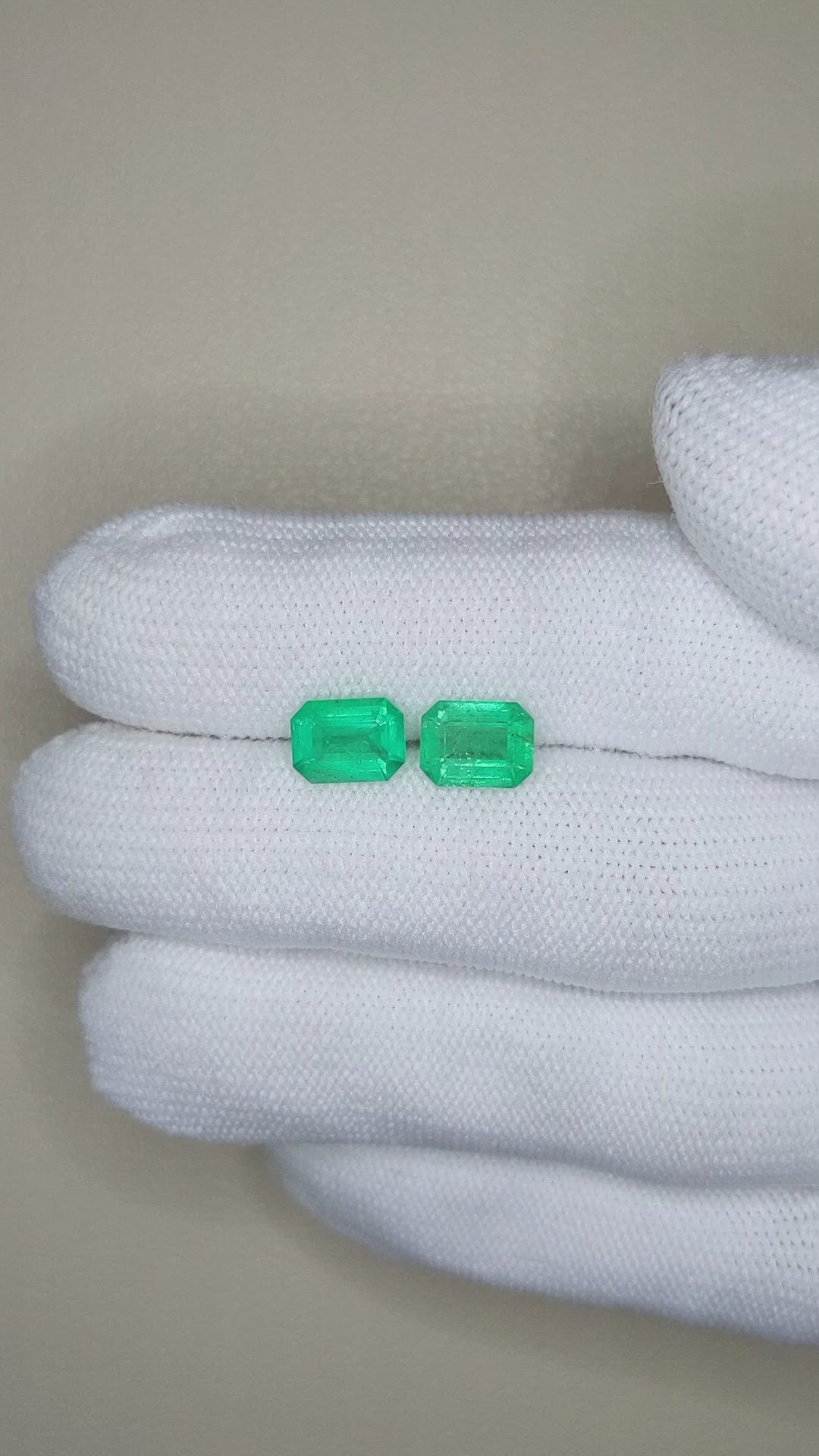 2.43&nbsp;Ct.Tw.Total Carat Weight Emerald Pair from Brazil Size Video