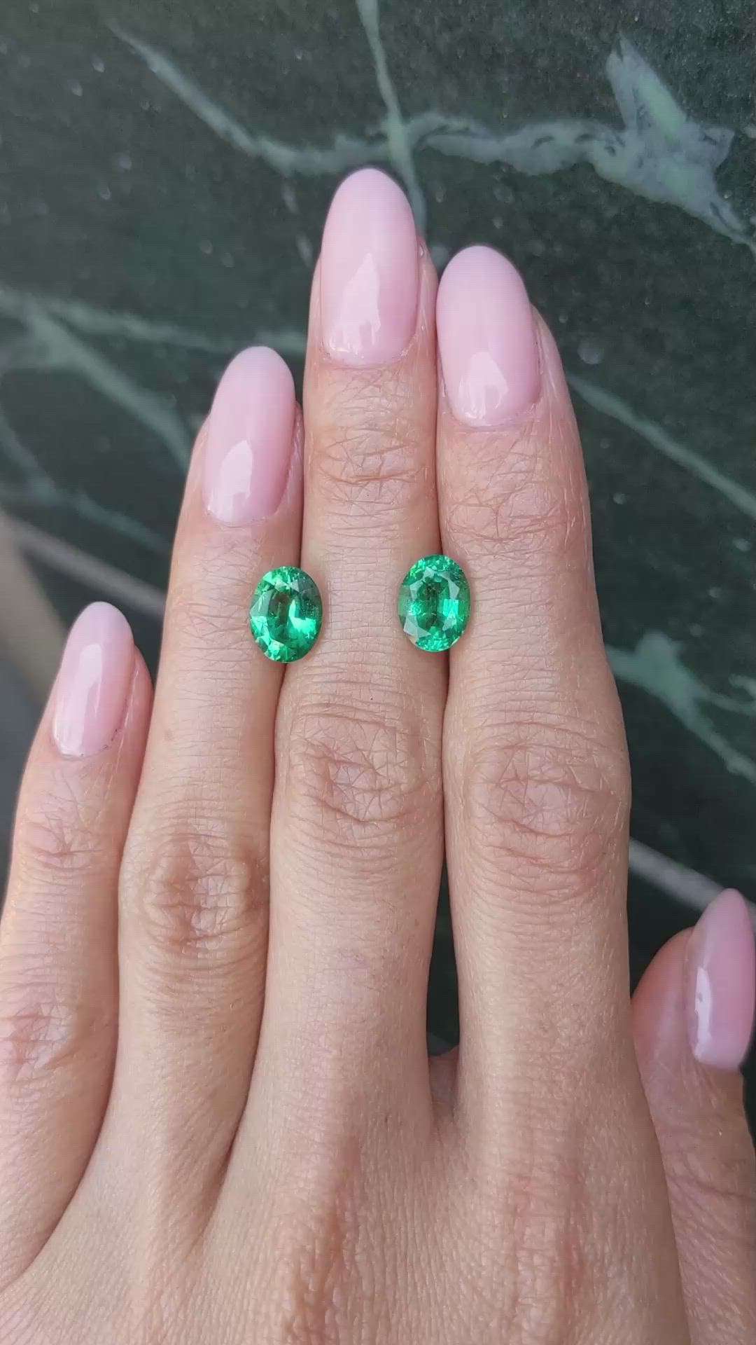 3.26&nbsp;Ct.Tw.Total Carat Weight Emerald Pair from Zambia Size Video