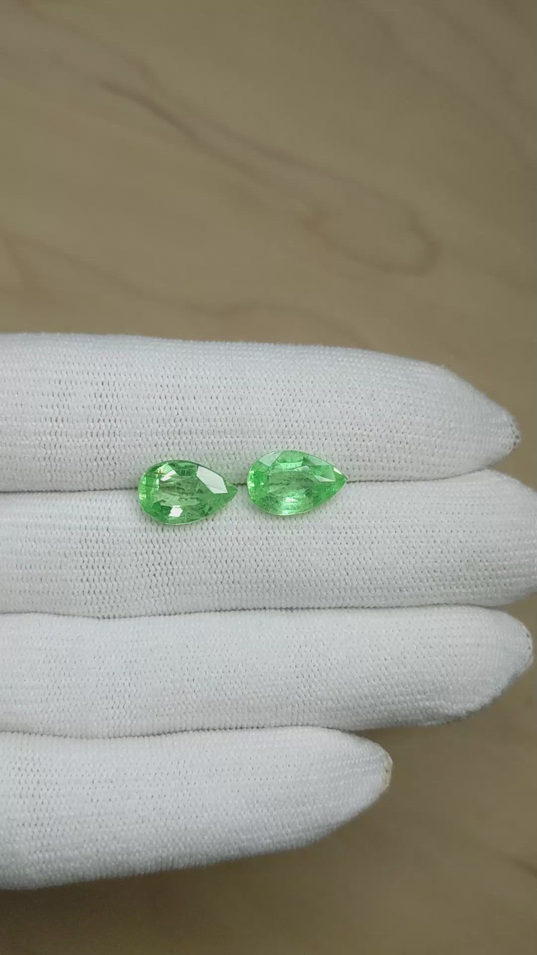 5.64 Ct.Tw.Total Carat Weight Emerald Pair from Colombia Size Video