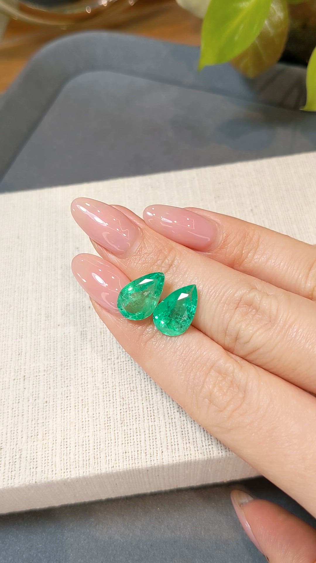 8.53&nbsp;Ct.Tw.Total Carat Weight Emerald Pair from Colombia Size Video