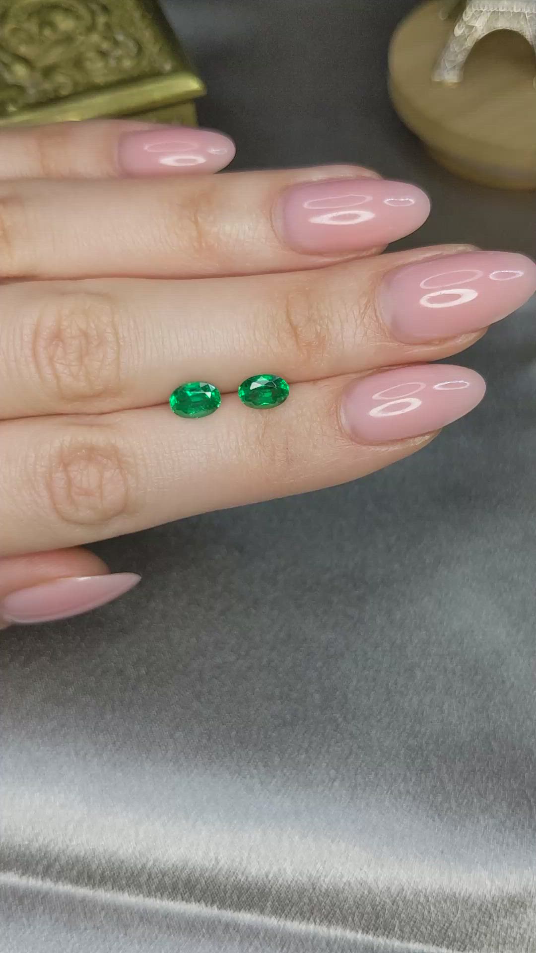 1.72&nbsp;Ct.Tw.Total Carat Weight Emerald Pair from Zambia Size Video