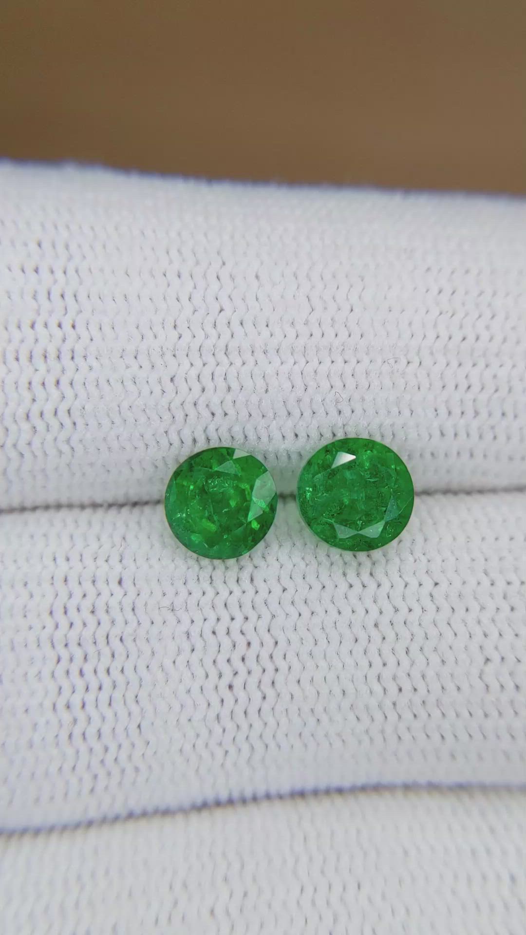 2.19 Ct.Tw.Total Carat Weight Emerald Pair from Zambia Size Video