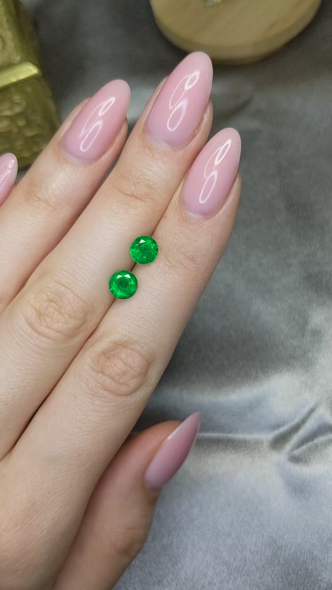 2.19 Ct.Tw.Total Carat Weight Emerald Pair from Zambia Size Video