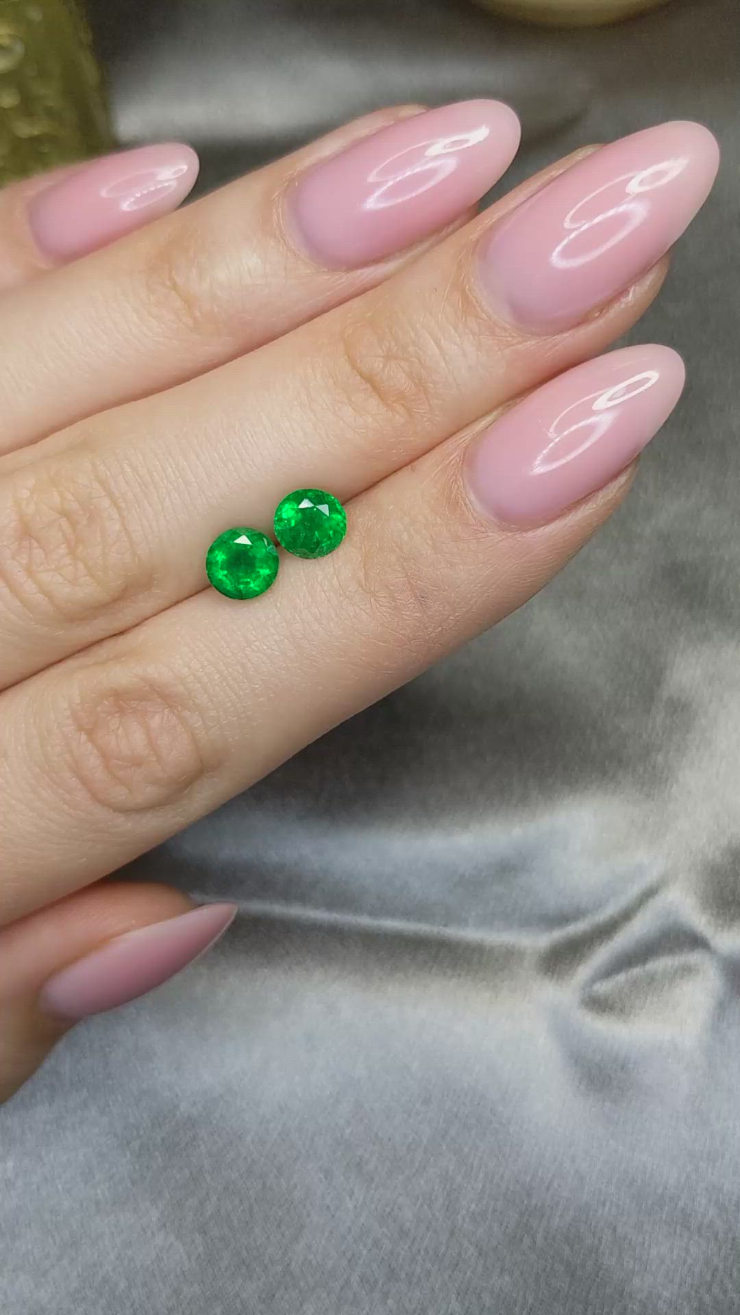 2.19 Ct.Tw.Total Carat Weight Emerald Pair from Zambia Size Video