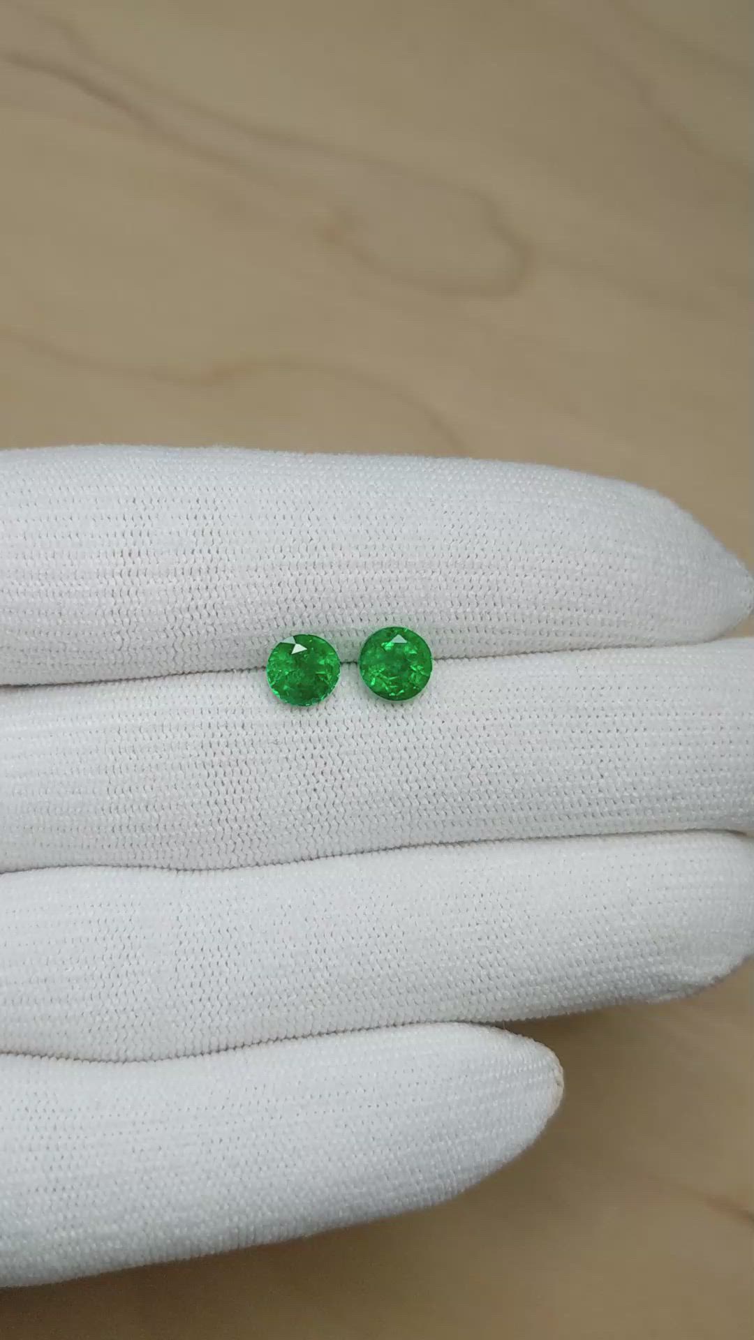 2.19 Ct.Tw.Total Carat Weight Emerald Pair from Zambia Size Video