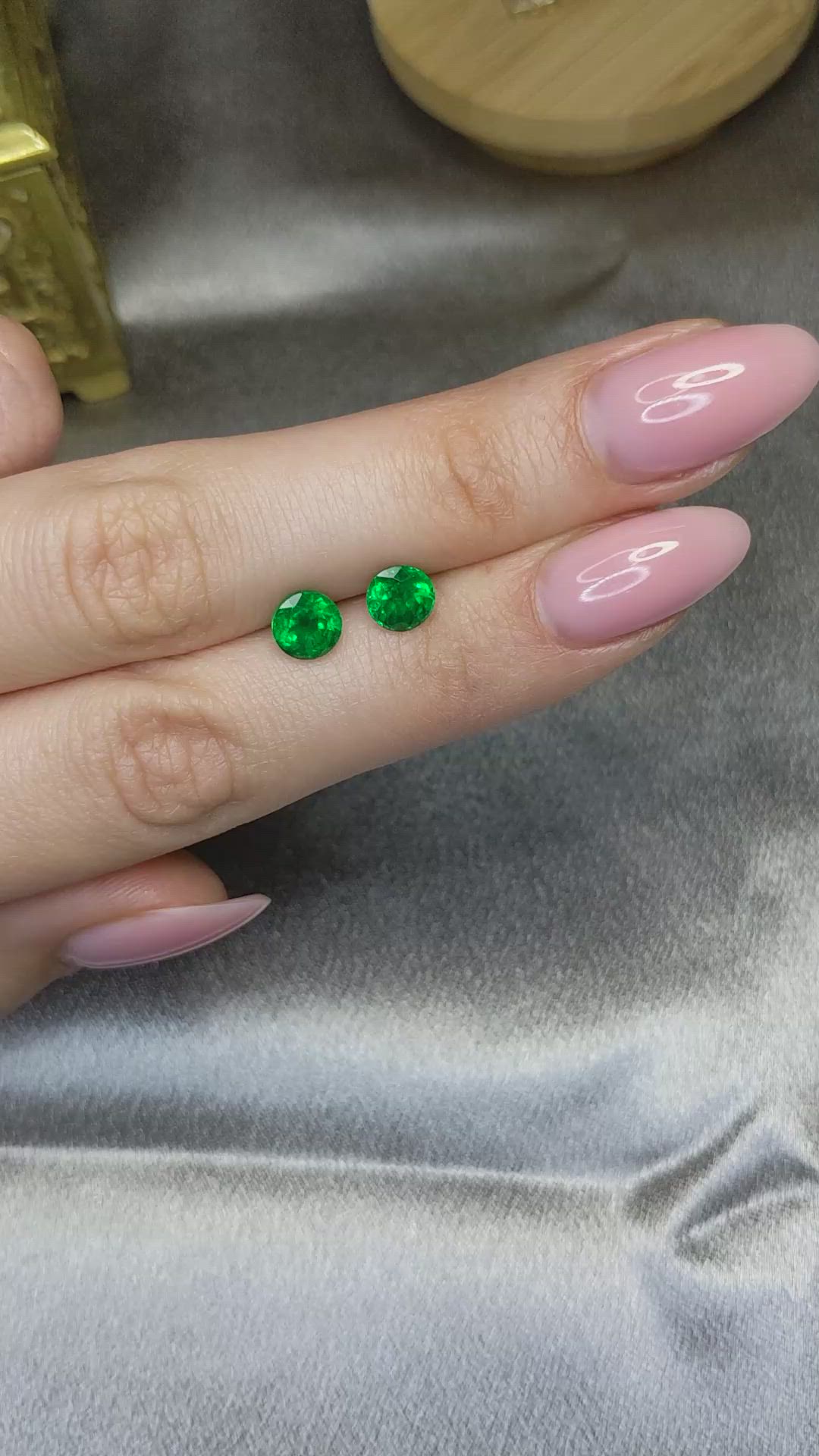 2.19 Ct.Tw.Total Carat Weight Emerald Pair from Zambia Size Video