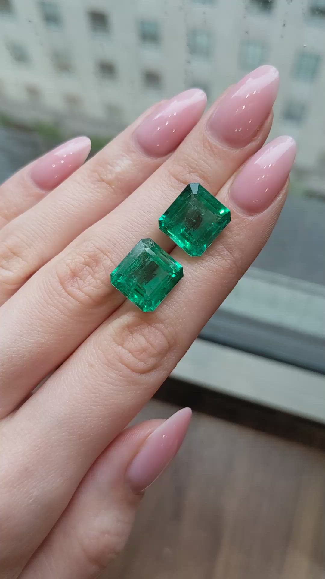 16.65 Ct.Tw.Total Carat Weight Emerald Pair from Zambia Size Video