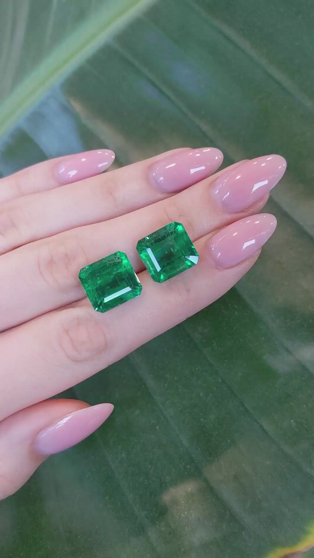16.65 Ct.Tw.Total Carat Weight Emerald Pair from Zambia Size Video