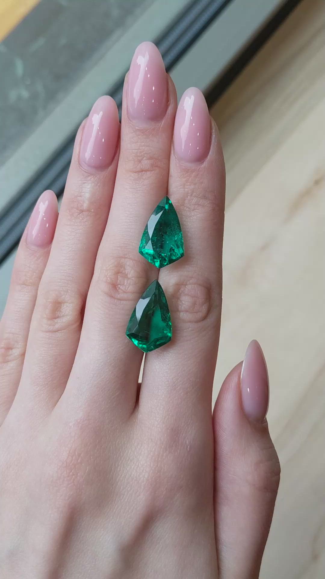 19.08 Ct.Tw.Total Carat Weight Emerald Pair from Zambia Size Video