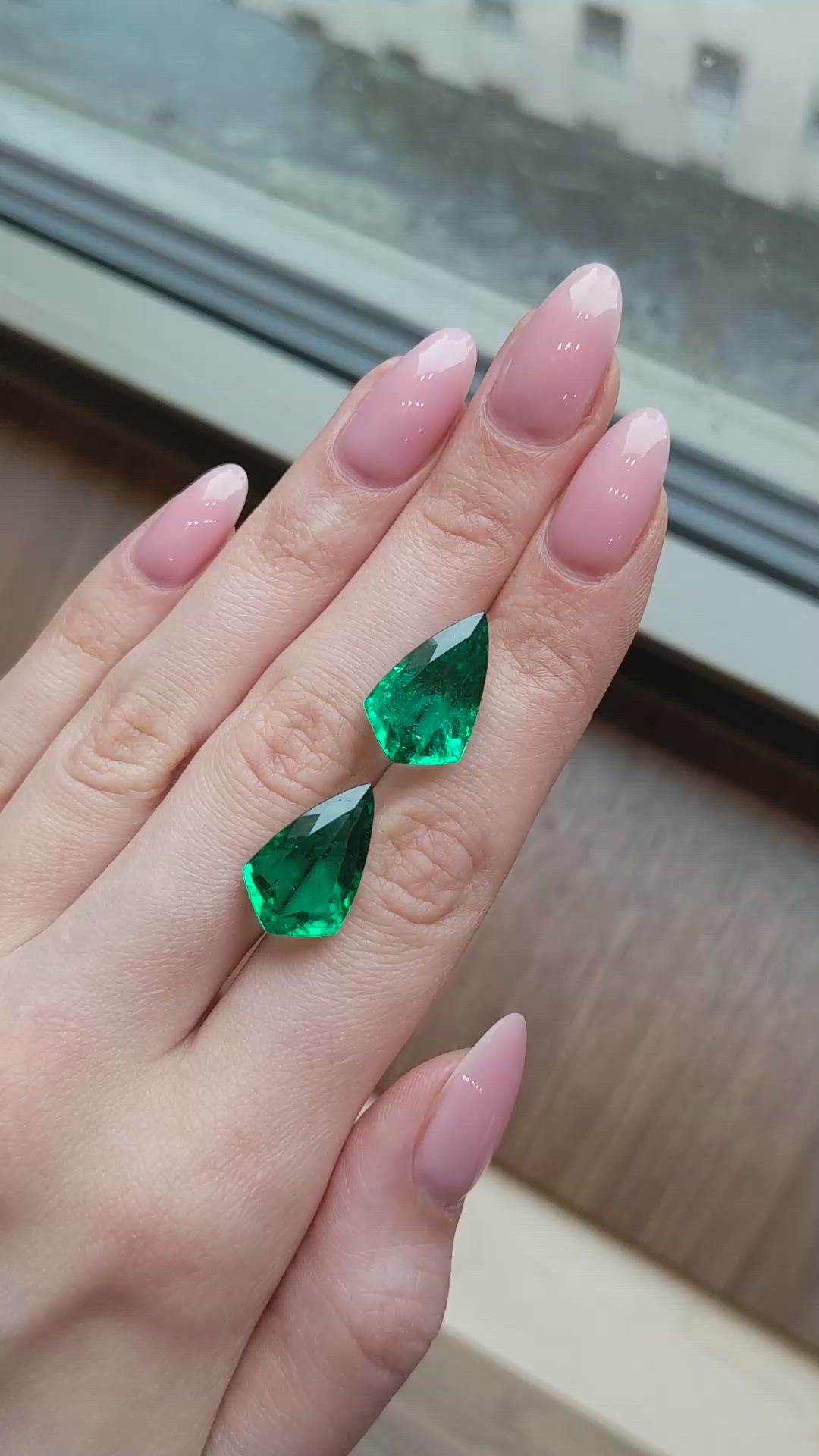19.08 Ct.Tw.Total Carat Weight Emerald Pair from Zambia Size Video