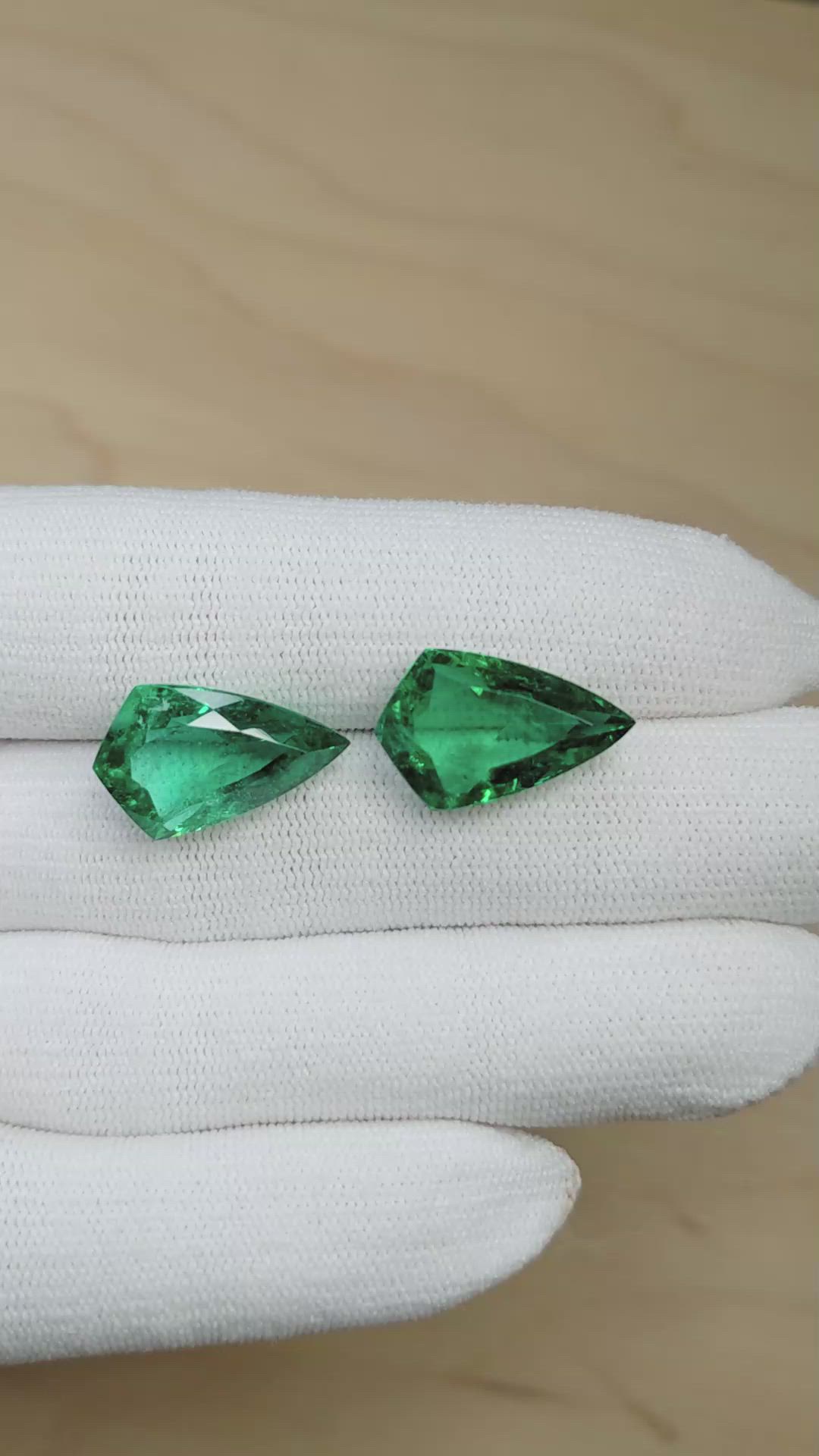 19.08 Ct.Tw.Total Carat Weight Emerald Pair from Zambia Size Video