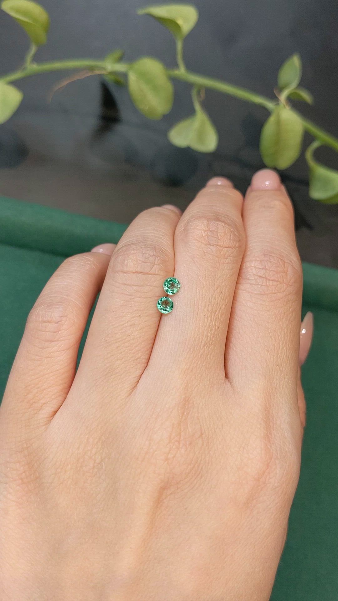 0.37 Ct.Tw.Total Carat Weight Emerald Pair from Zambia Size Video
