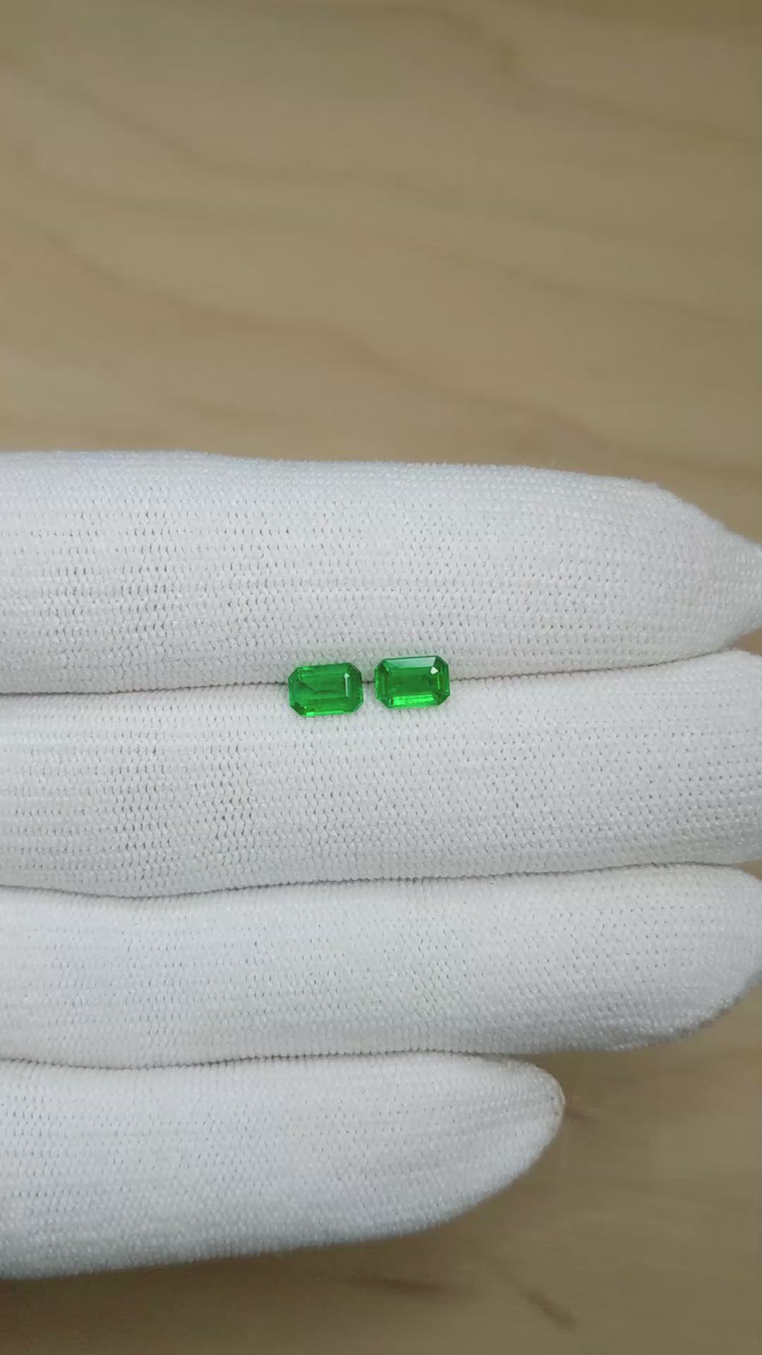 1.00 Ct.Tw.Total Carat Weight Emerald Pair from Afghanistan Size Video