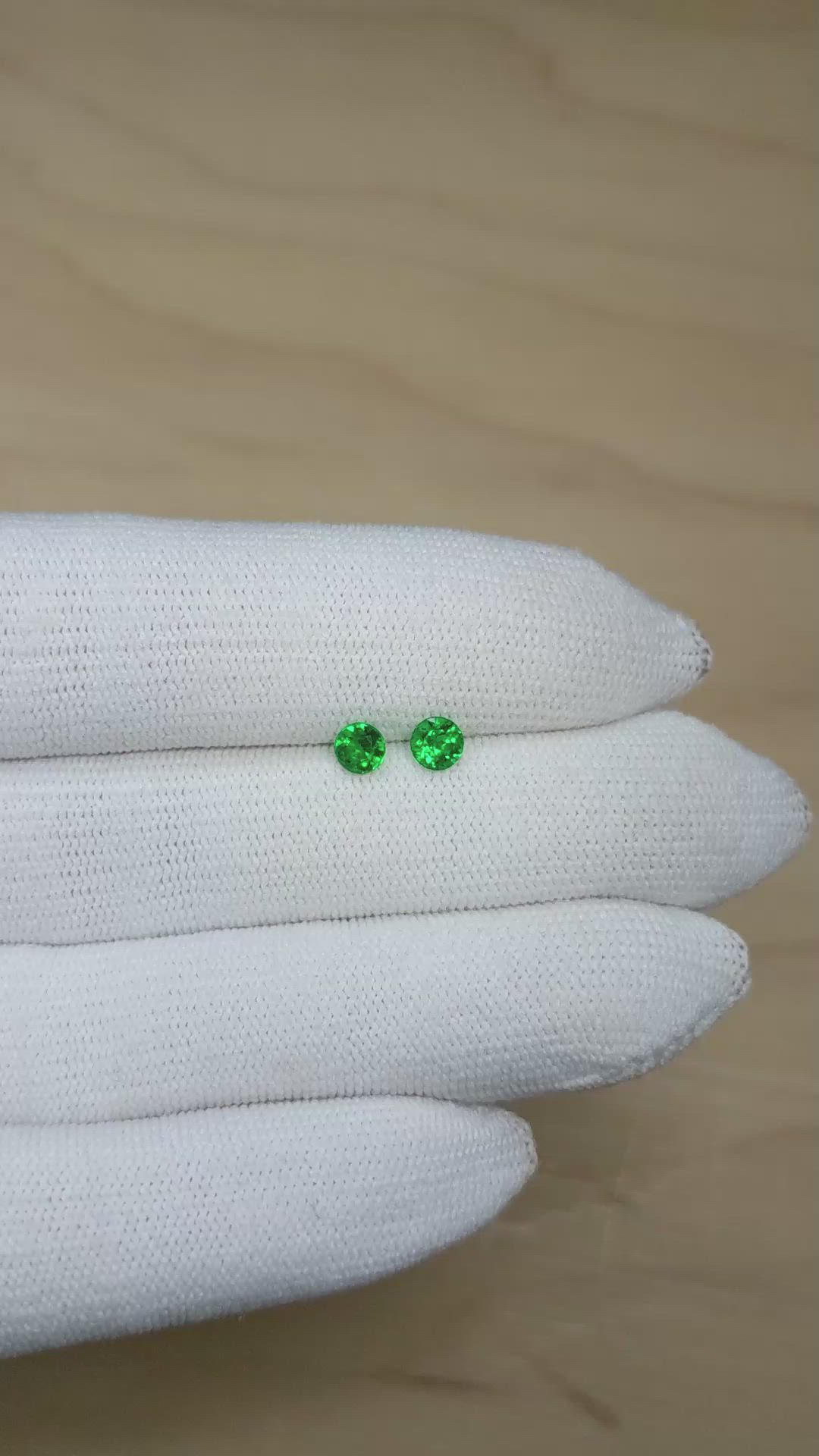 0.59 Ct.Tw.Total Carat Weight Emerald Pair from Afghanistan Size Video