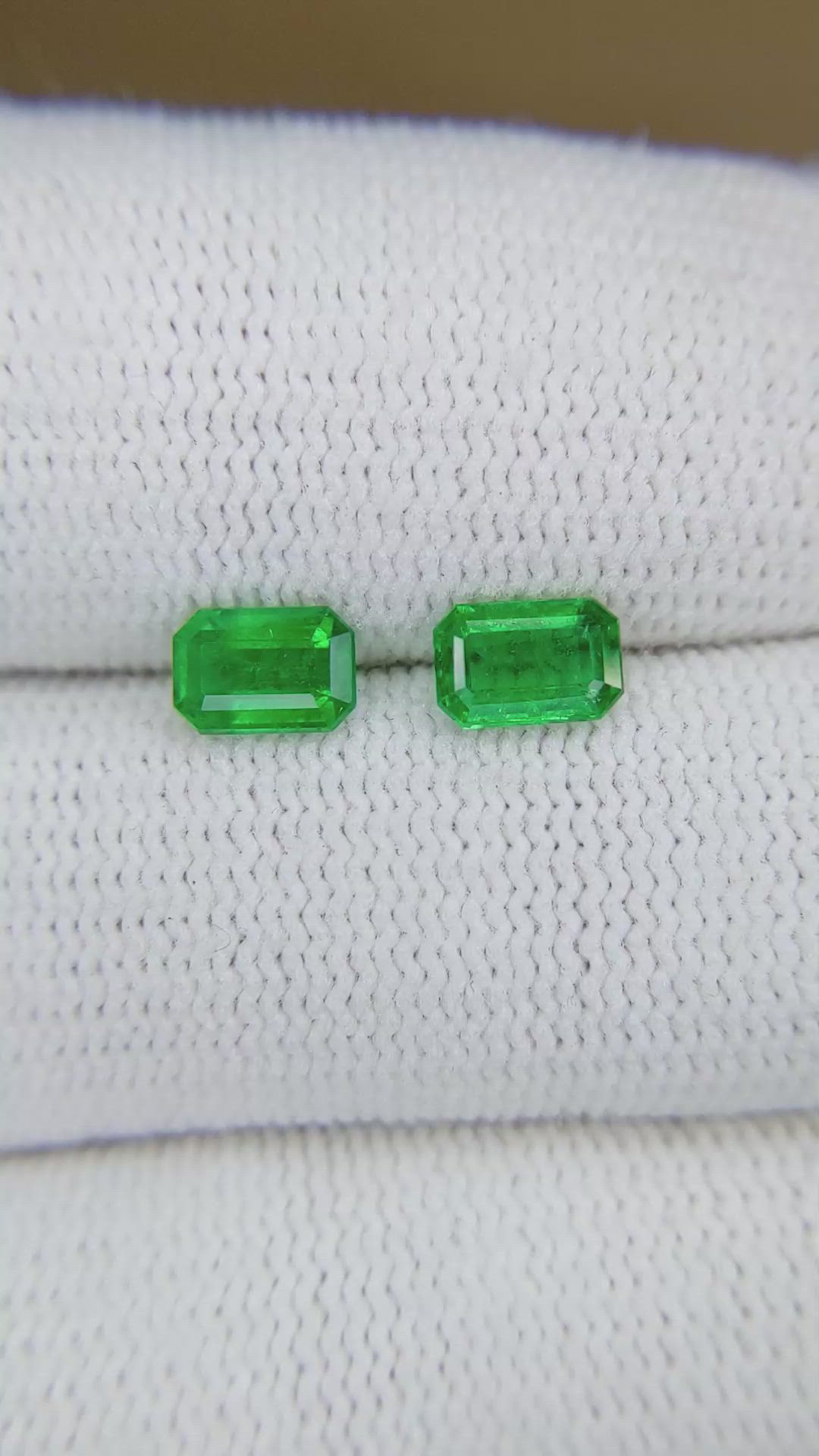 1.05 Ct.Tw.Total Carat Weight Emerald Pair from Afghanistan Size Video