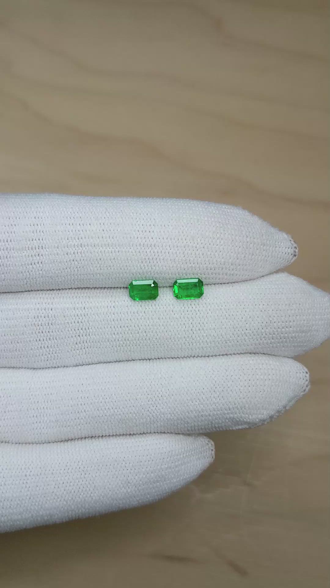 1.05 Ct.Tw.Total Carat Weight Emerald Pair from Afghanistan Size Video