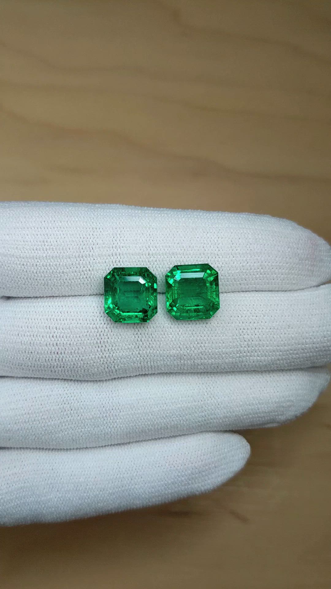 13.02 Ct.Tw.Total Carat Weight Emerald Pair from Zambia Size Video