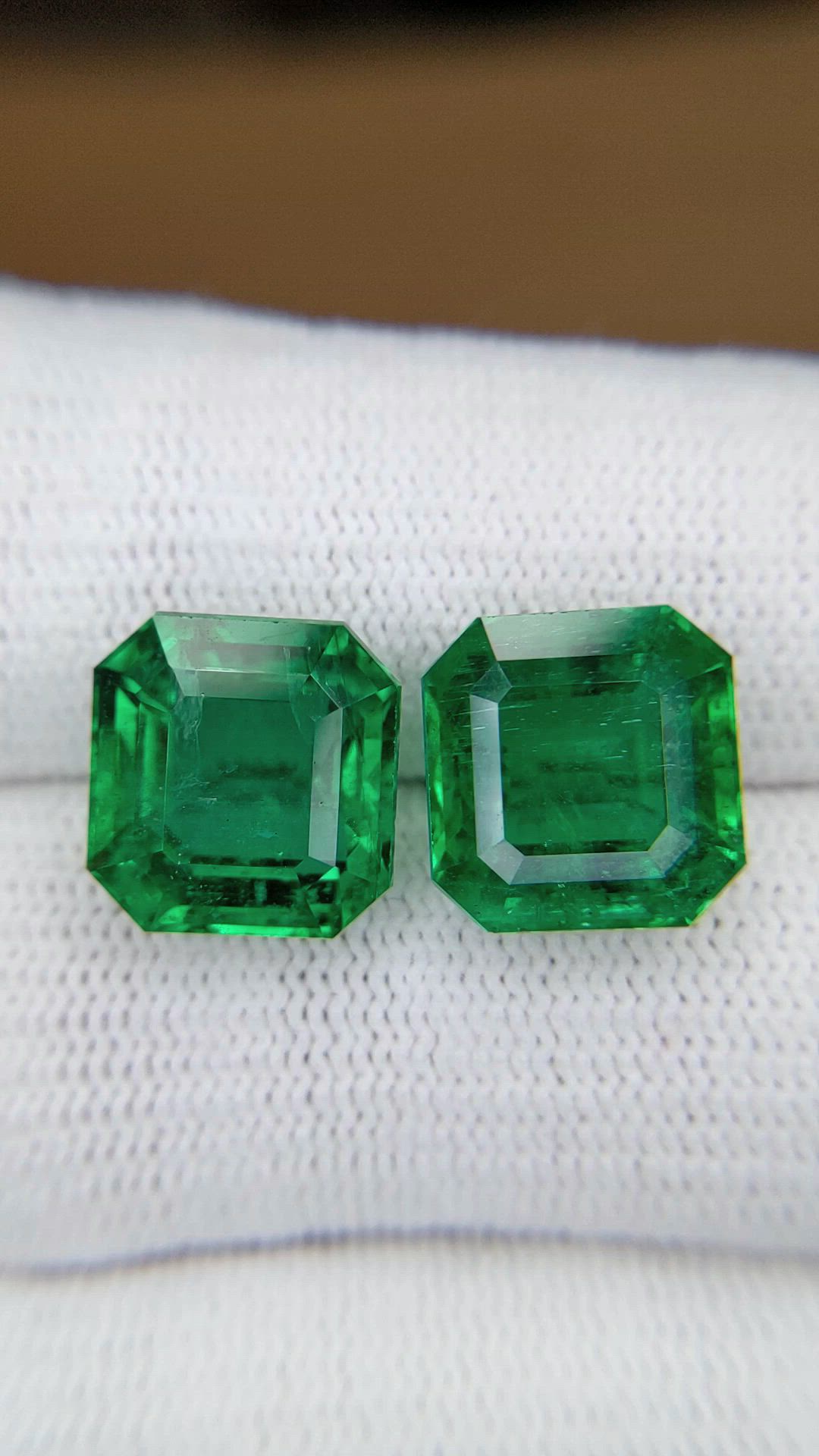 13.02 Ct.Tw.Total Carat Weight Emerald Pair from Zambia Size Video