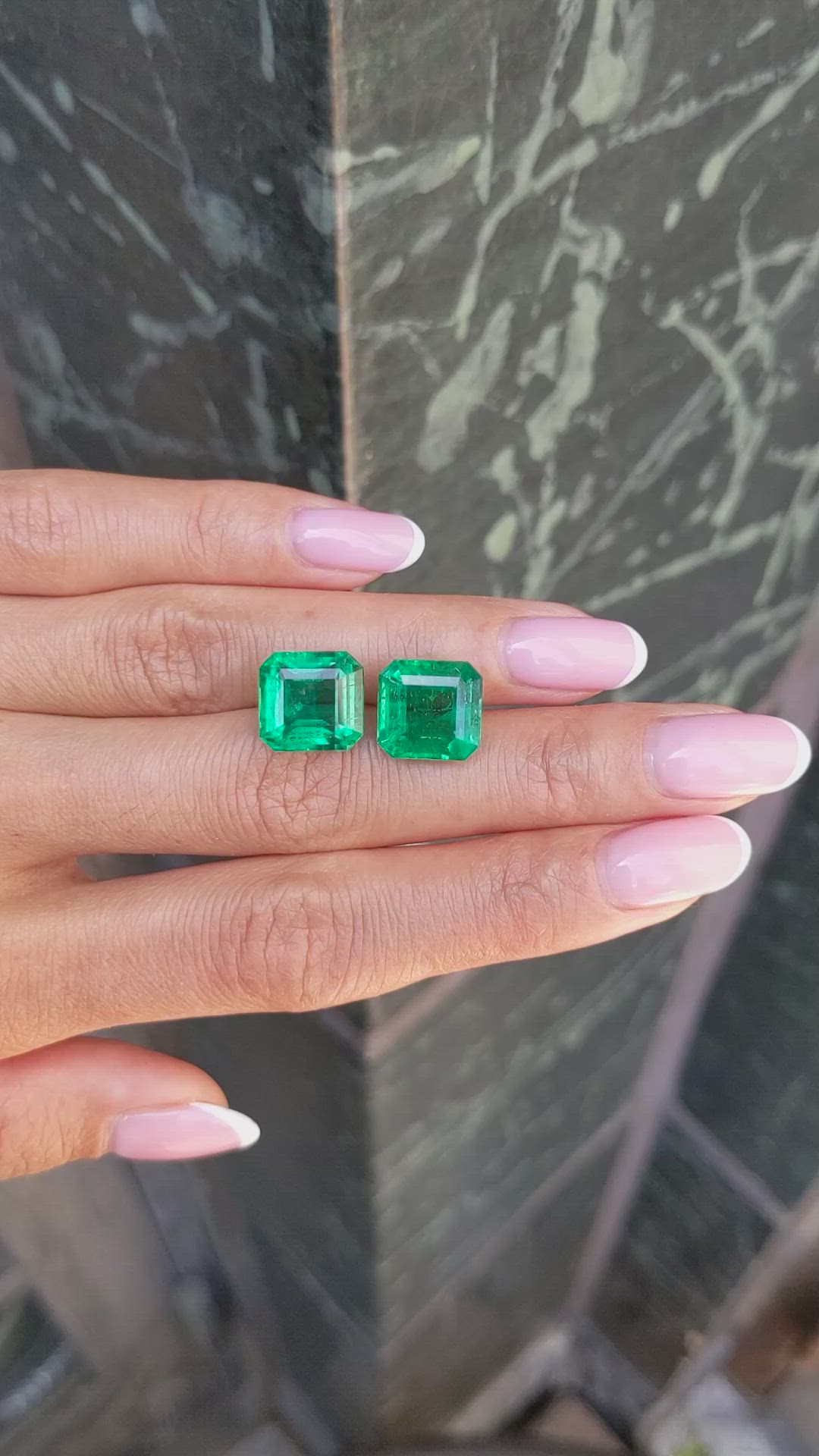 13.24&nbsp;Ct.Tw.Total Carat Weight Emerald Pair from Zambia Size Video