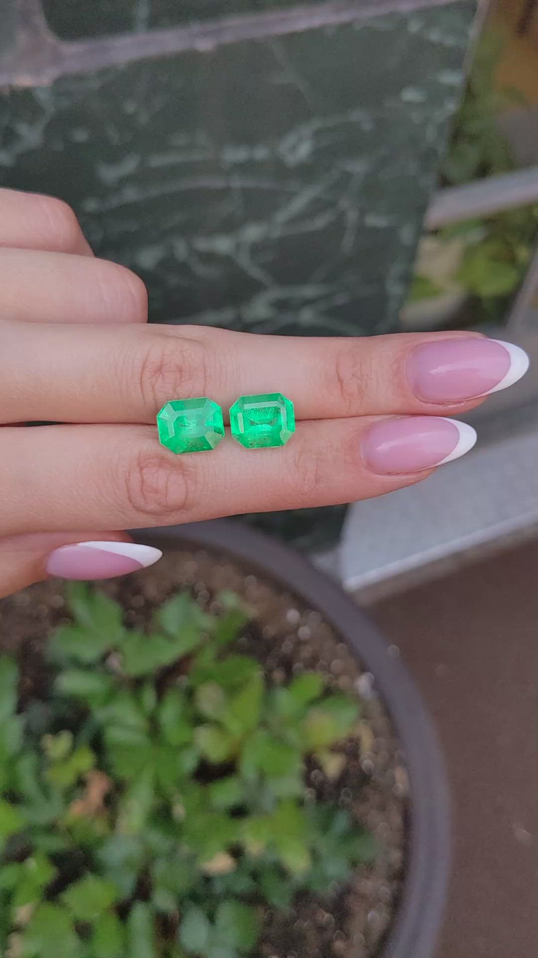 9.86 Ct.Tw.Total Carat Weight Emerald Pair from Colombia Size Video