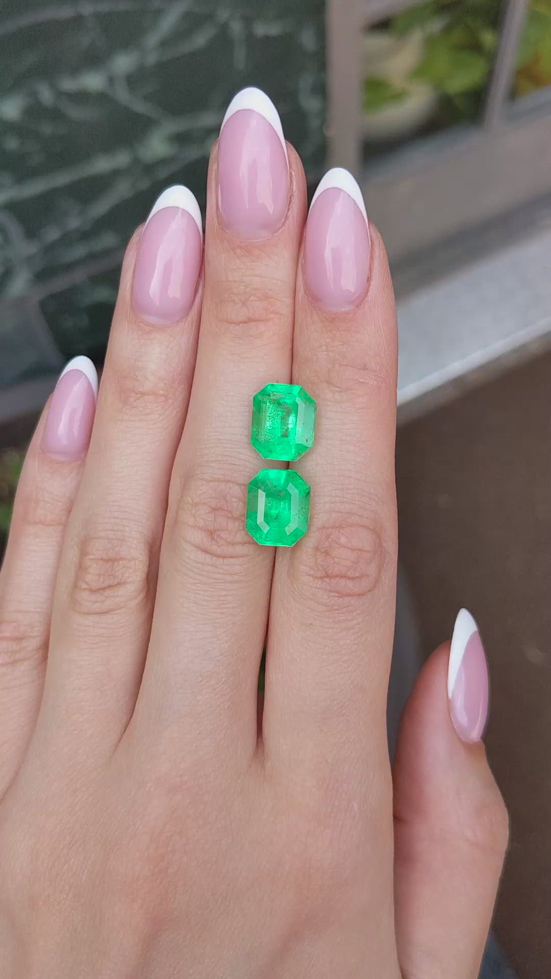 9.86 Ct.Tw.Total Carat Weight Emerald Pair from Colombia Size Video