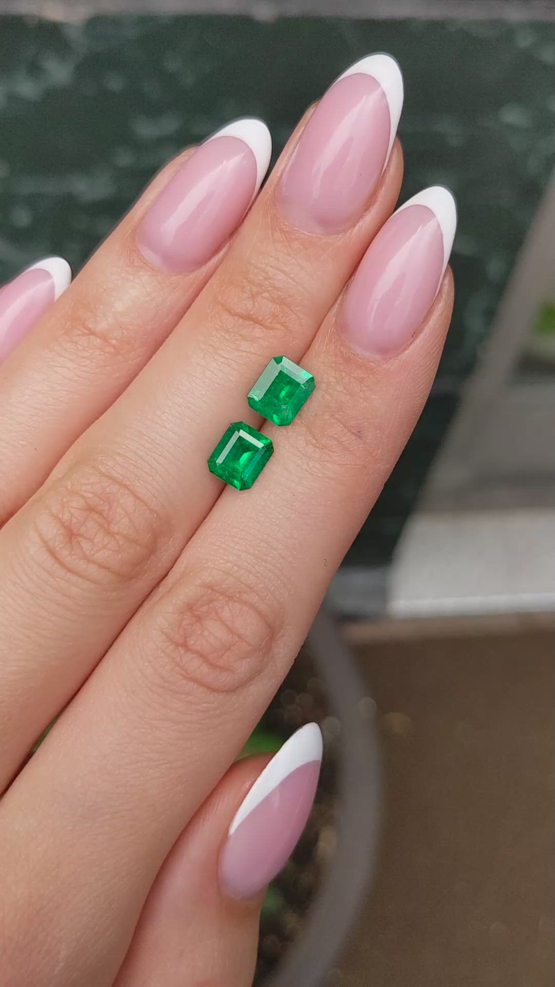 2.04 Ct.Tw.Total Carat Weight Emerald Pair from Colombia Size Video