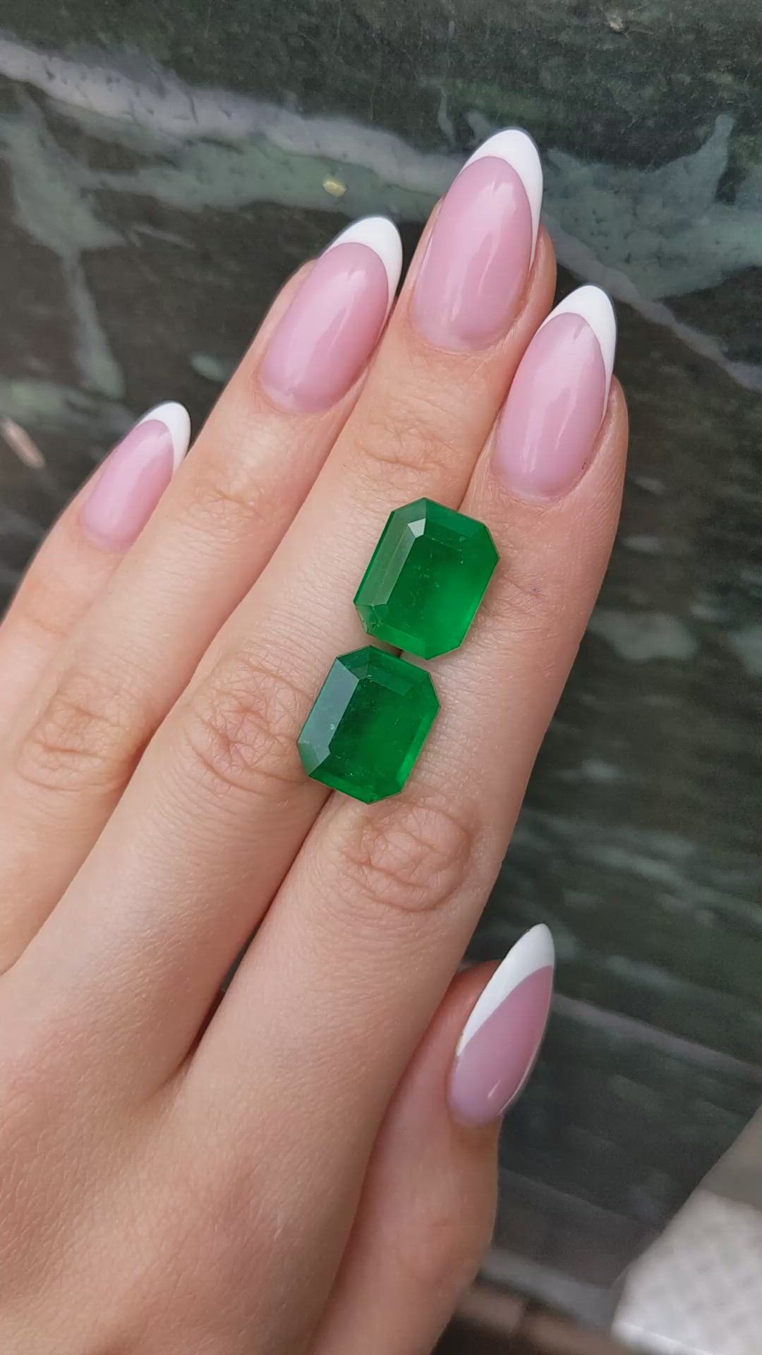 15.41 Ct.Tw.Total Carat Weight Emerald Pair from Colombia Size Video