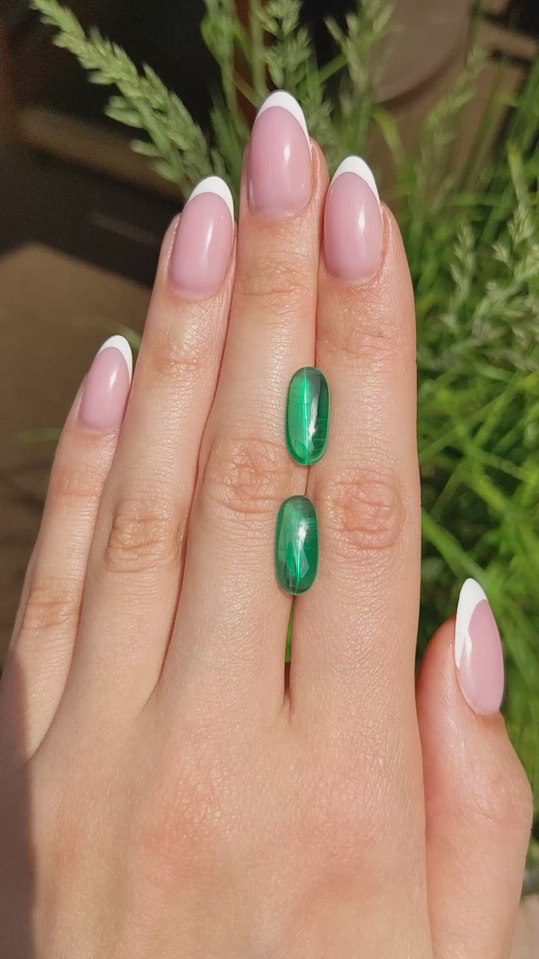 6.01&nbsp;Ct.Tw.Total Carat Weight Cabochon Emerald Pair from Colombia Size Video