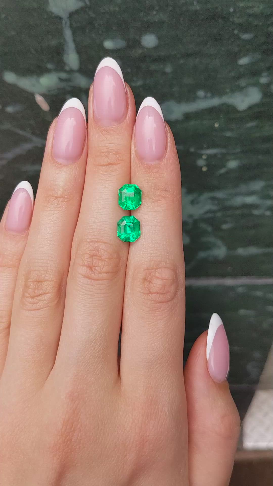 4.25 Ct.Tw.Total Carat Weight Emerald Pair from Colombia Size Video