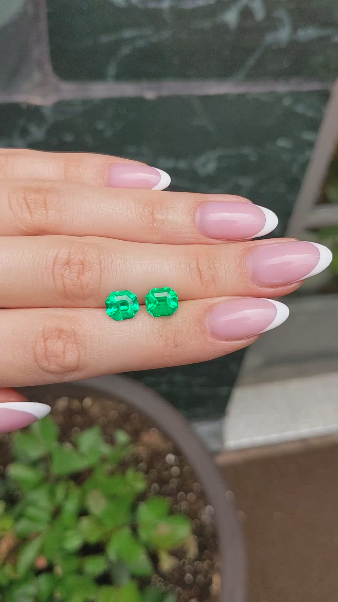 4.25 Ct.Tw.Total Carat Weight Emerald Pair from Colombia Size Video