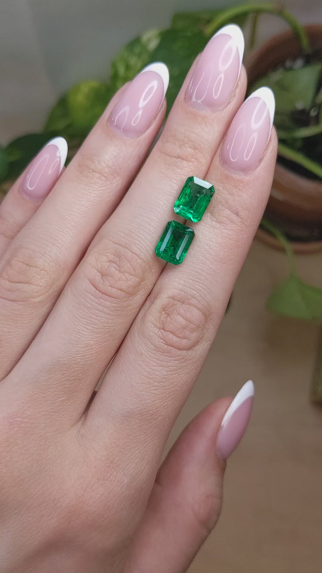 4.94&nbsp;Ct.Tw.Total Carat Weight Emerald Pair from Zambia Size Video