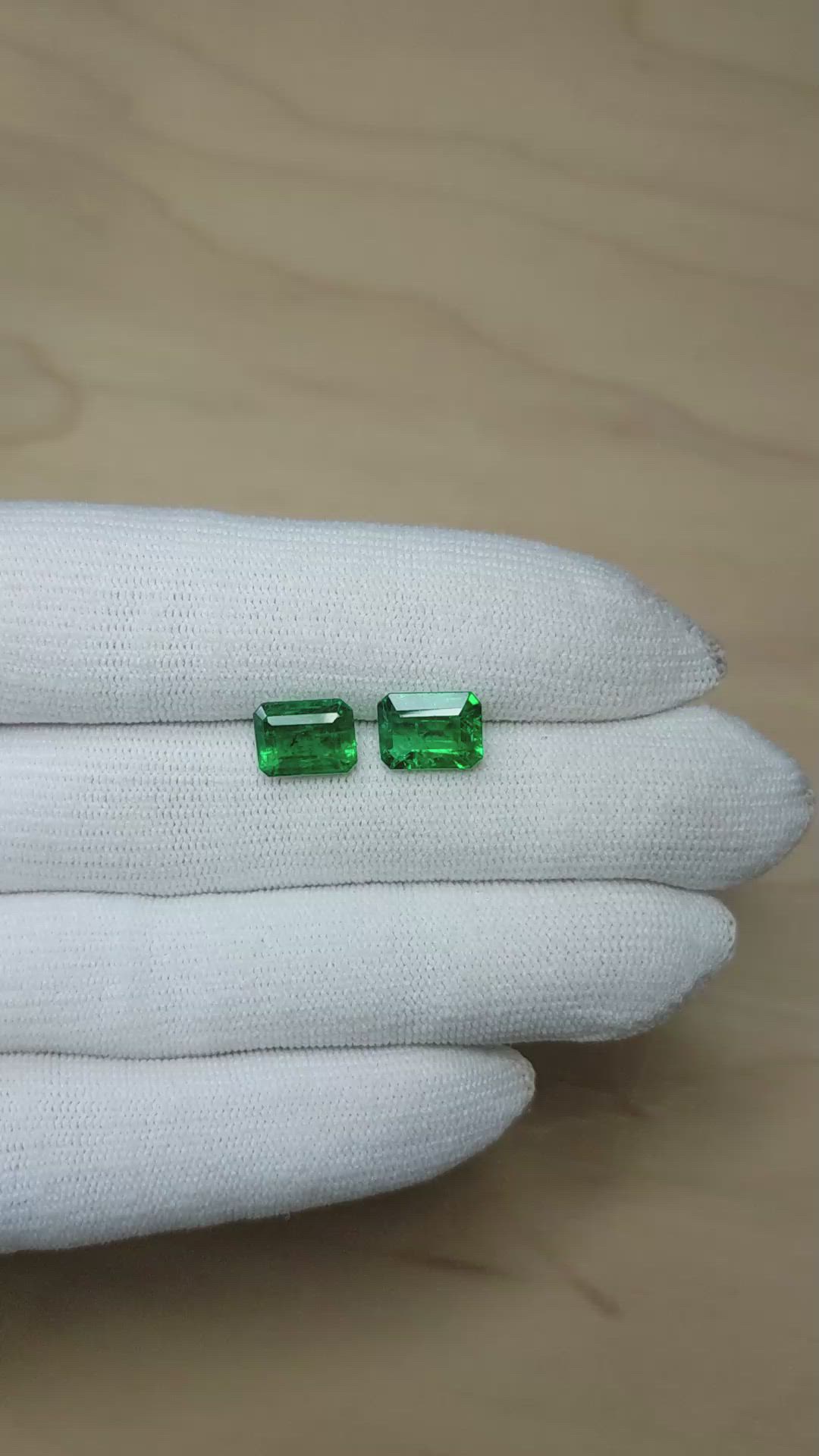 4.94&nbsp;Ct.Tw.Total Carat Weight Emerald Pair from Zambia Size Video
