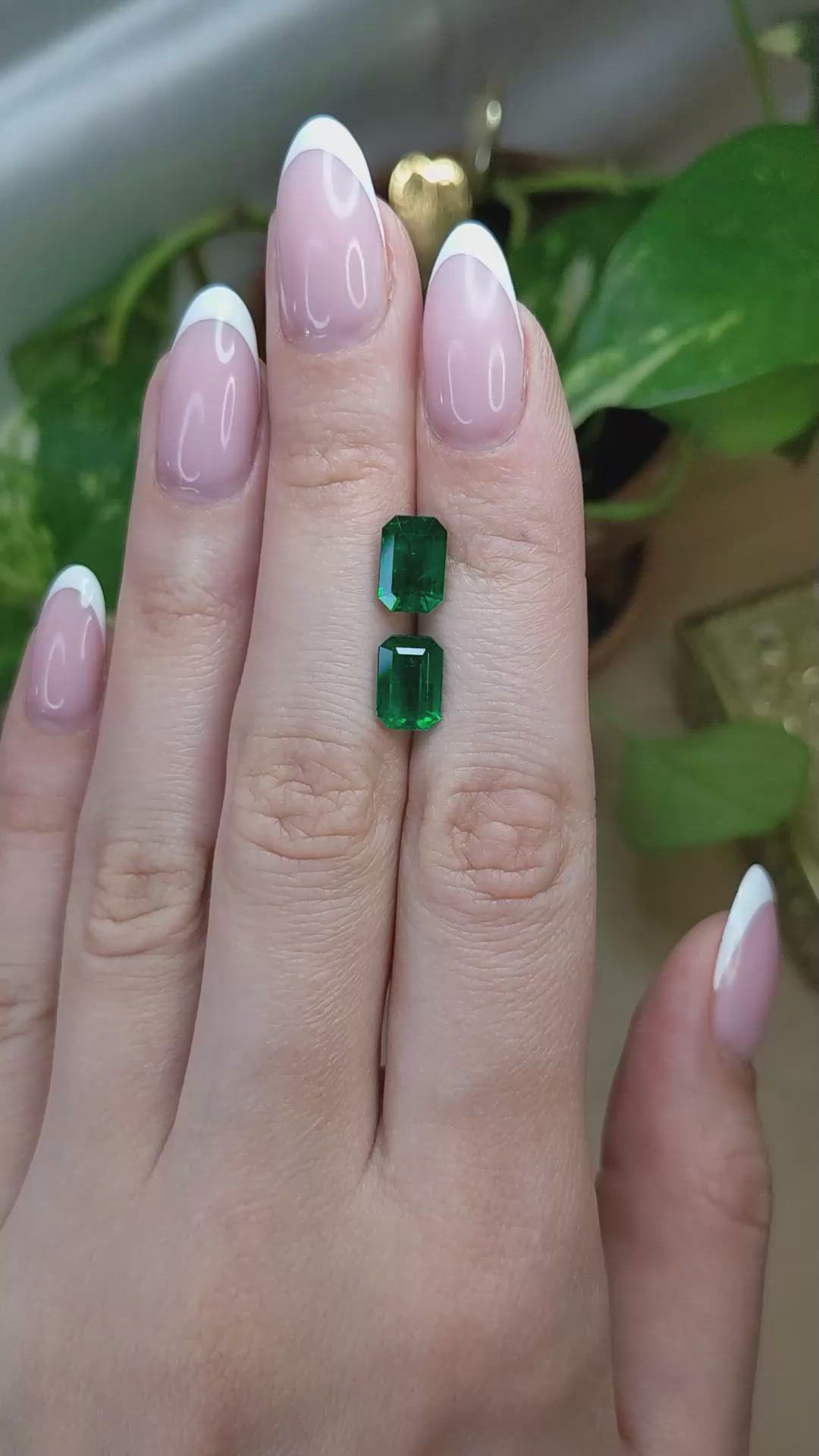 4.13 Ct.Tw.Total Carat Weight Emerald Pair from Zambia Size Video