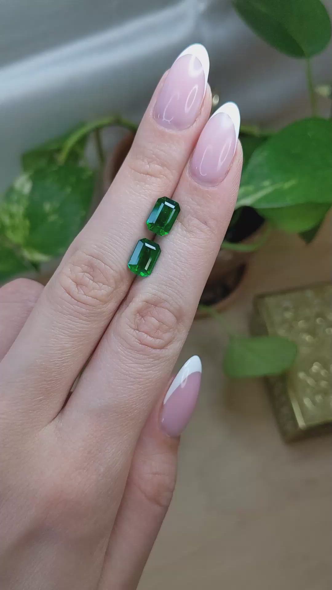 4.13 Ct.Tw.Total Carat Weight Emerald Pair from Zambia Size Video