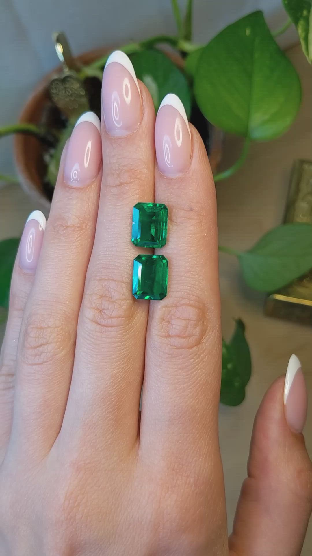 8.38 Ct.Tw.Total Carat Weight Emerald Pair from Zambia Size Video