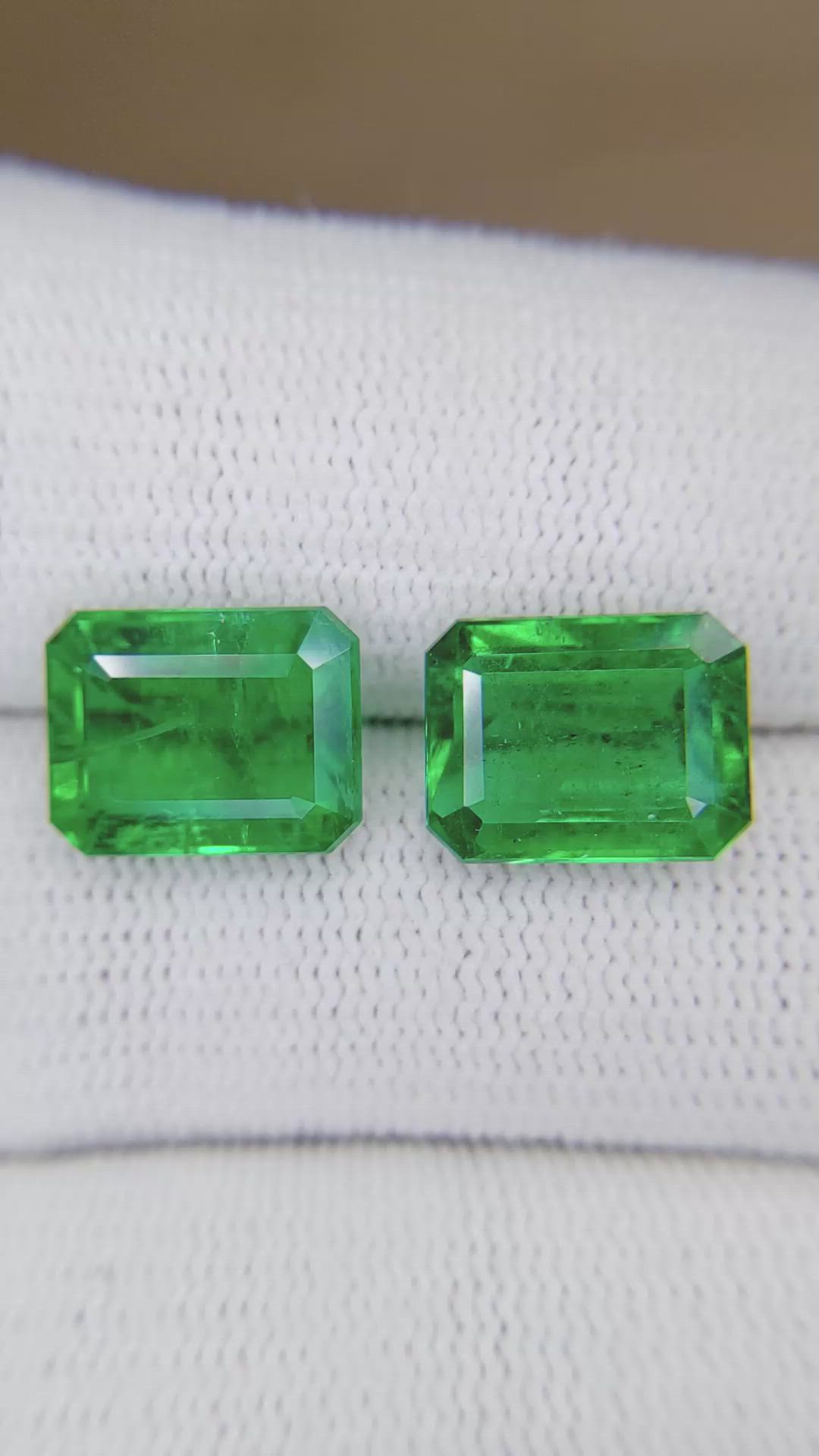 8.38 Ct.Tw.Total Carat Weight Emerald Pair from Zambia Size Video