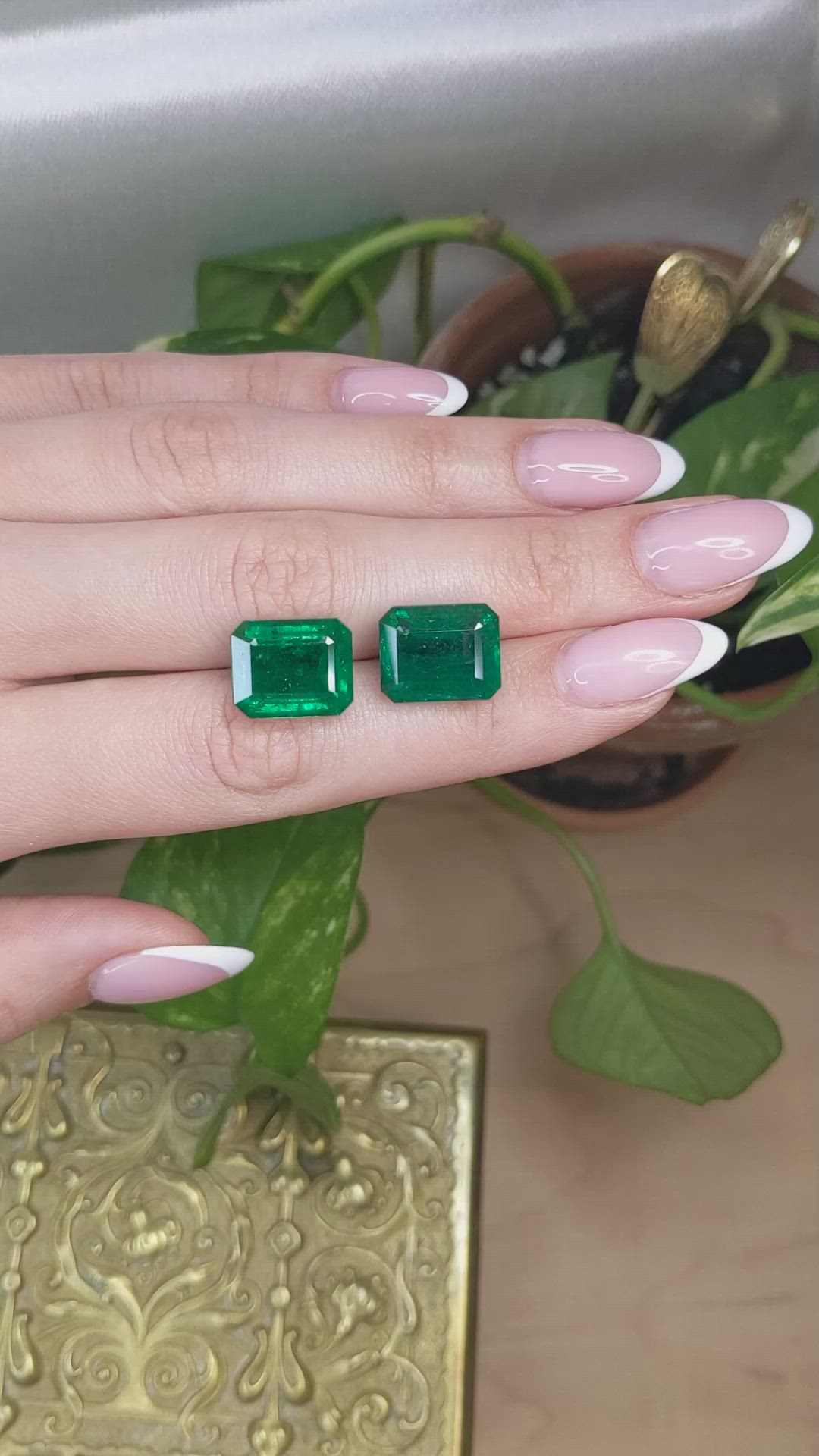 22.22 Ct.Tw.Total Carat Weight Emerald Pair from Zambia Size Video