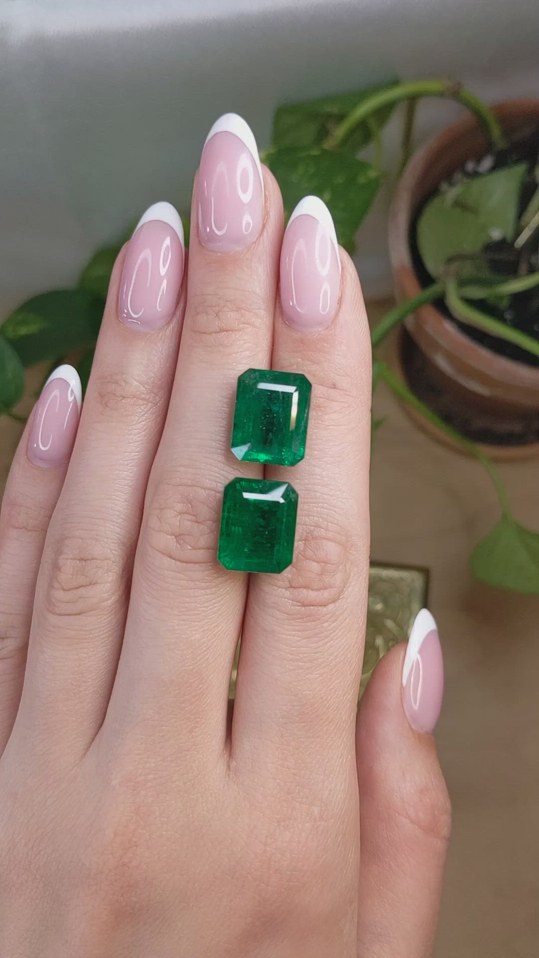 22.22 Ct.Tw.Total Carat Weight Emerald Pair from Zambia Size Video
