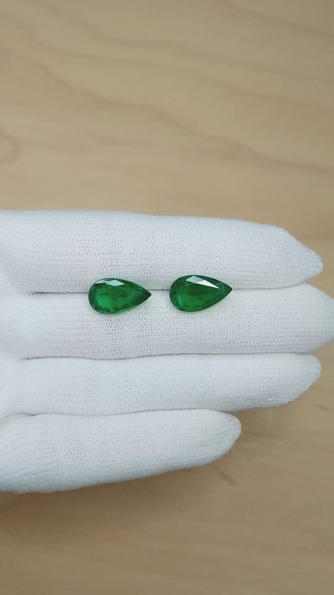 8.96&nbsp;Ct.Tw.Total Carat Weight Emerald Pair from Zambia Size Video