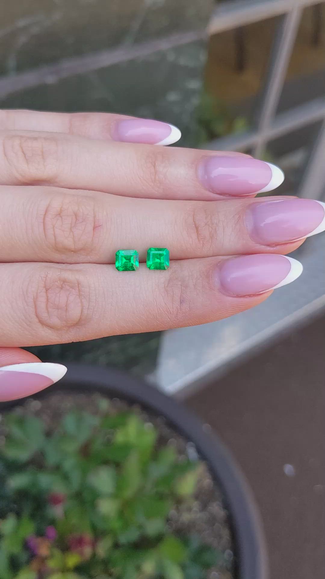 1.30 Ct.Tw.Total Carat Weight Emerald Pair from Colombia Size Video