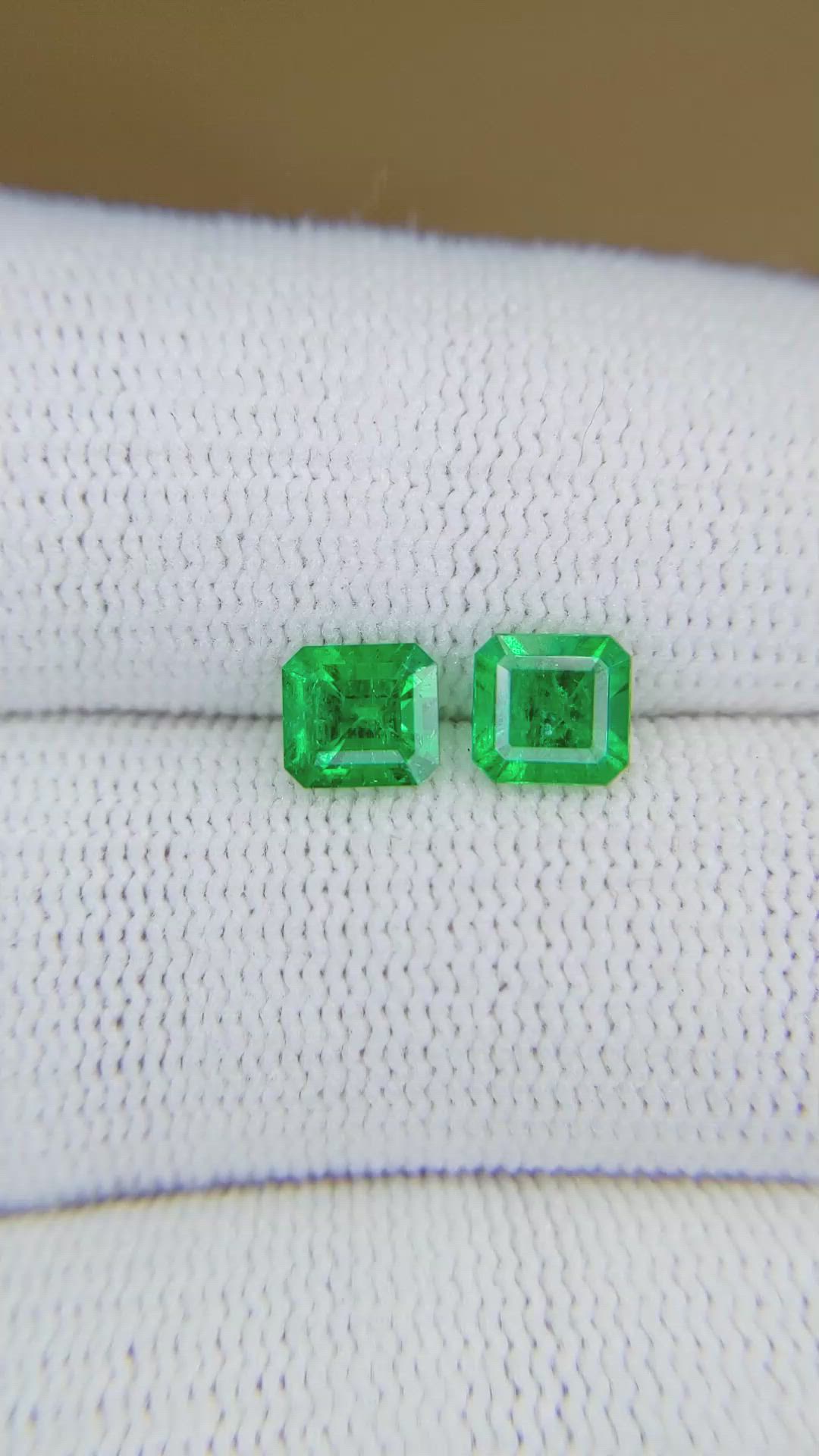 1.30 Ct.Tw.Total Carat Weight Emerald Pair from Colombia Size Video