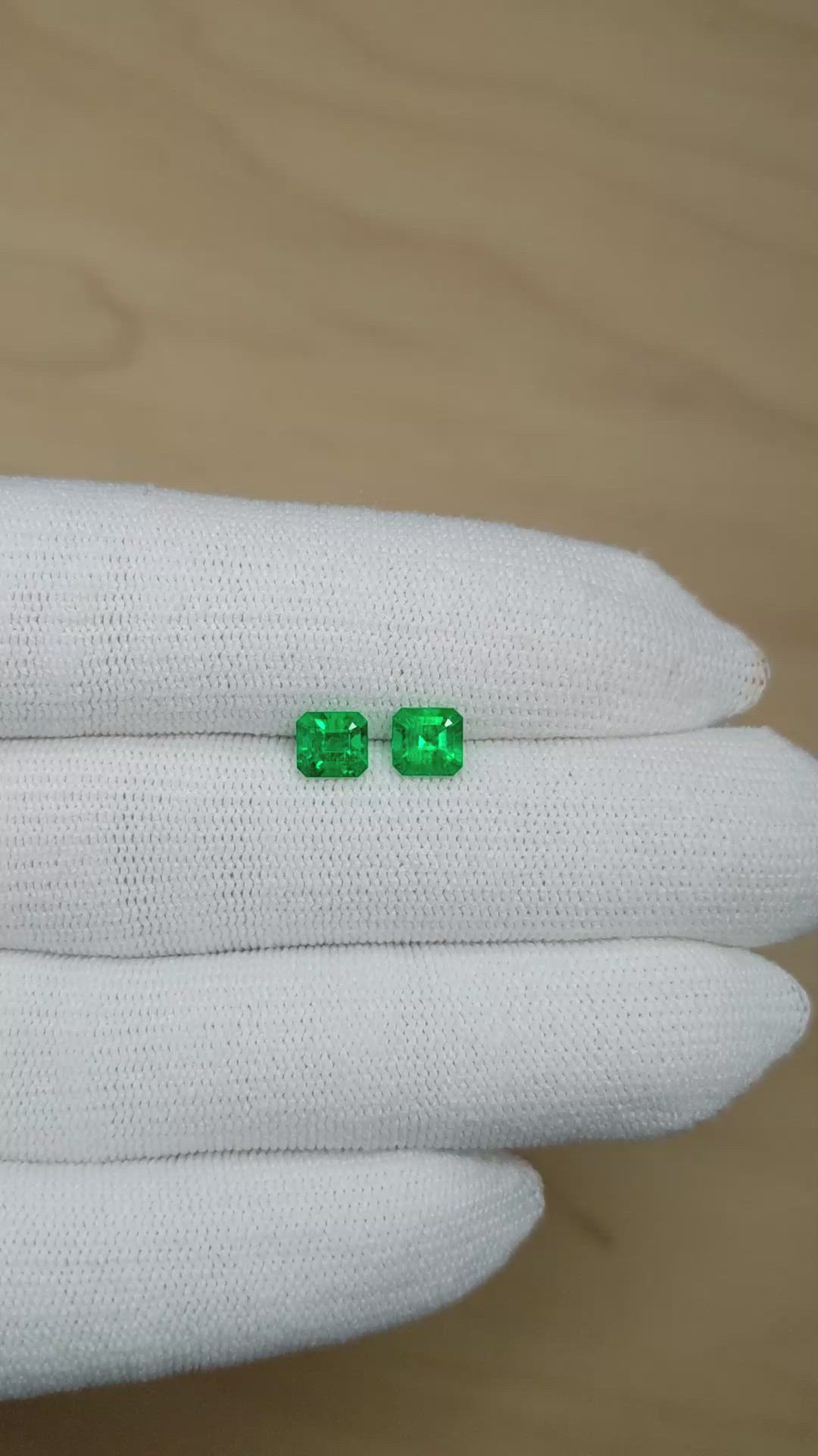 1.30 Ct.Tw.Total Carat Weight Emerald Pair from Colombia Size Video