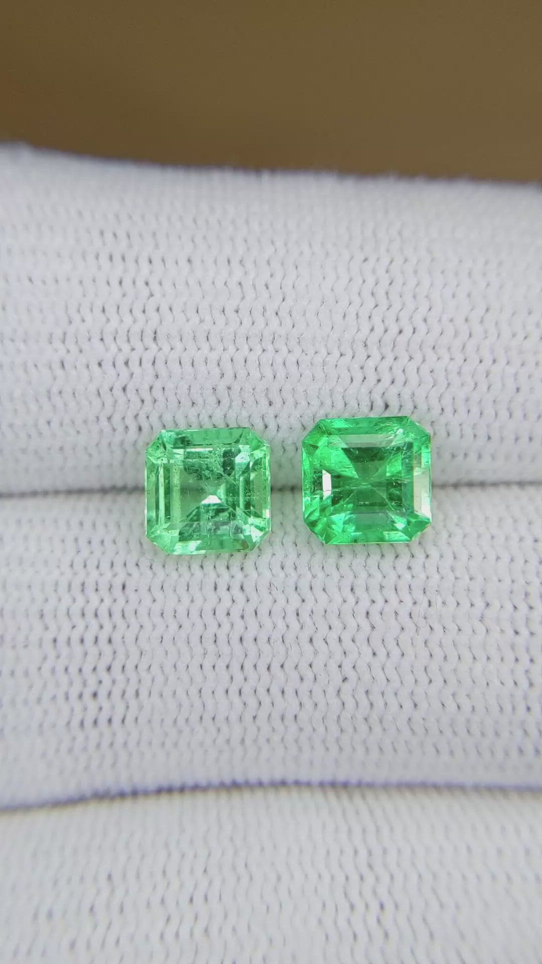 2.68 Ct.Tw.Total Carat Weight Emerald Pair from Colombia Size Video