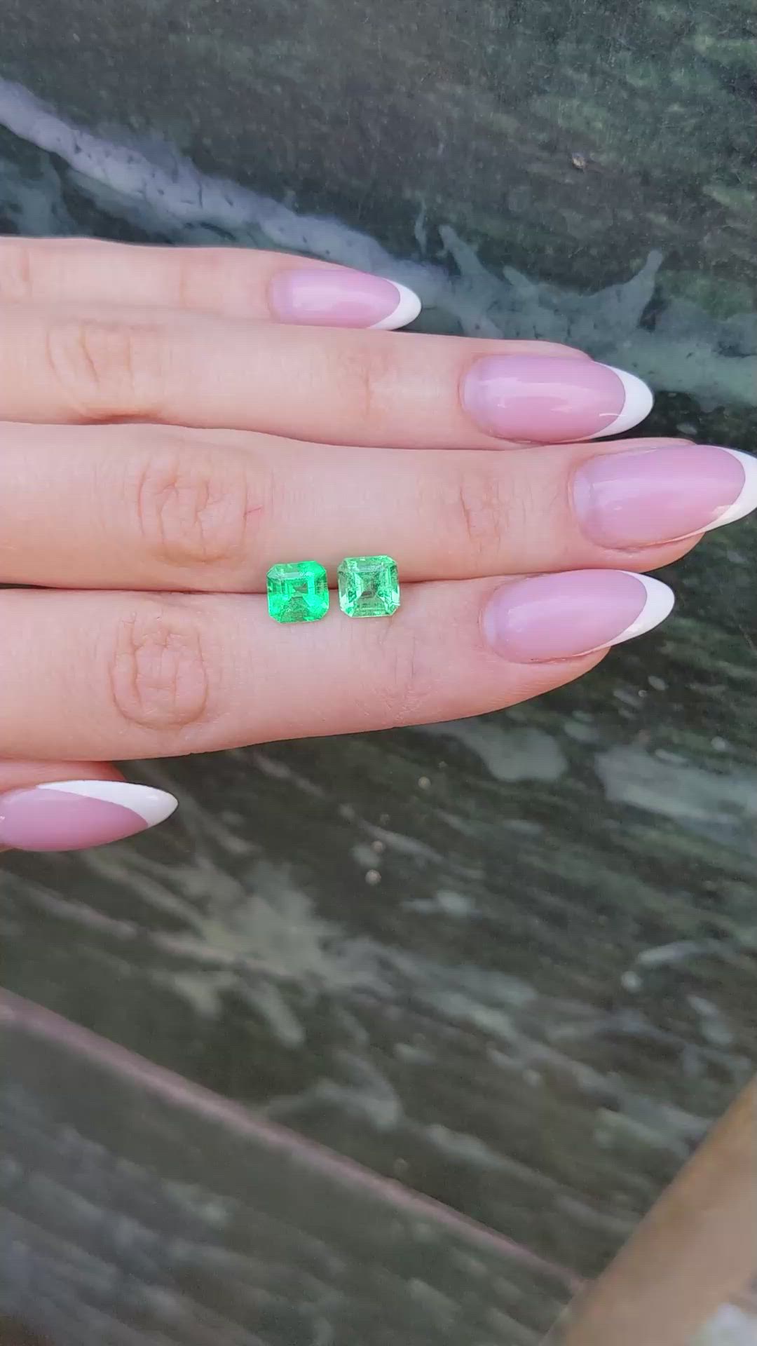 2.68 Ct.Tw.Total Carat Weight Emerald Pair from Colombia Size Video