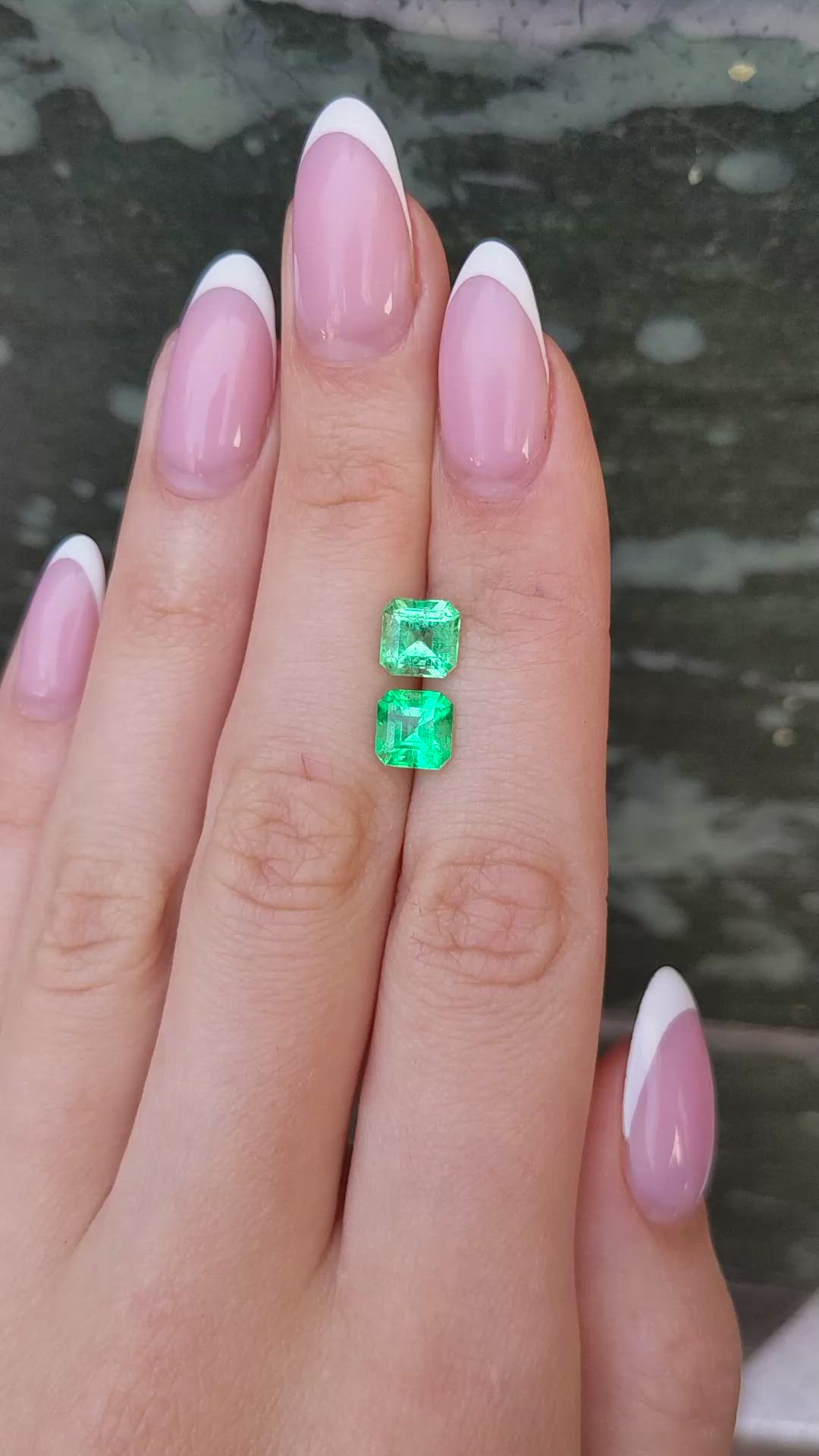 2.68 Ct.Tw.Total Carat Weight Emerald Pair from Colombia Size Video