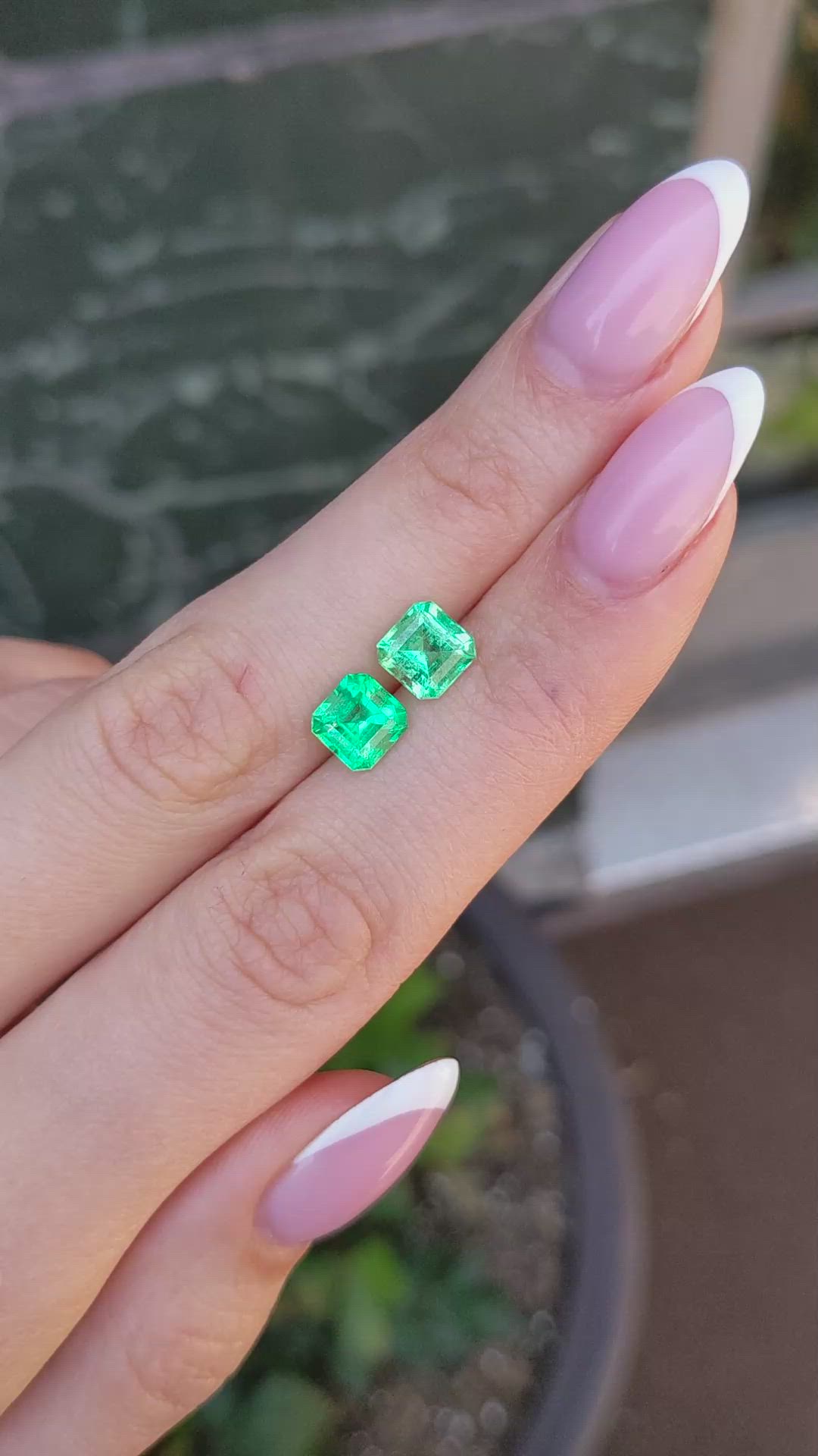2.68 Ct.Tw.Total Carat Weight Emerald Pair from Colombia Size Video