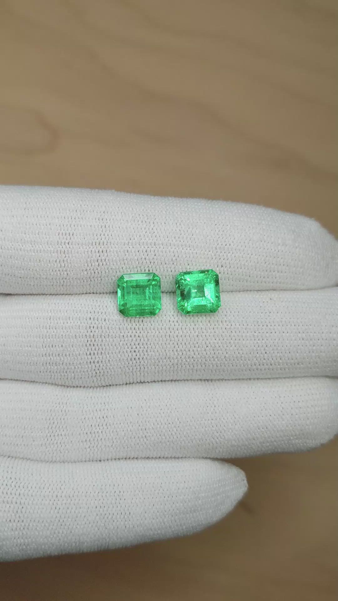 4.51&nbsp;Ct.Tw.Total Carat Weight Emerald Pair from Colombia Size Video
