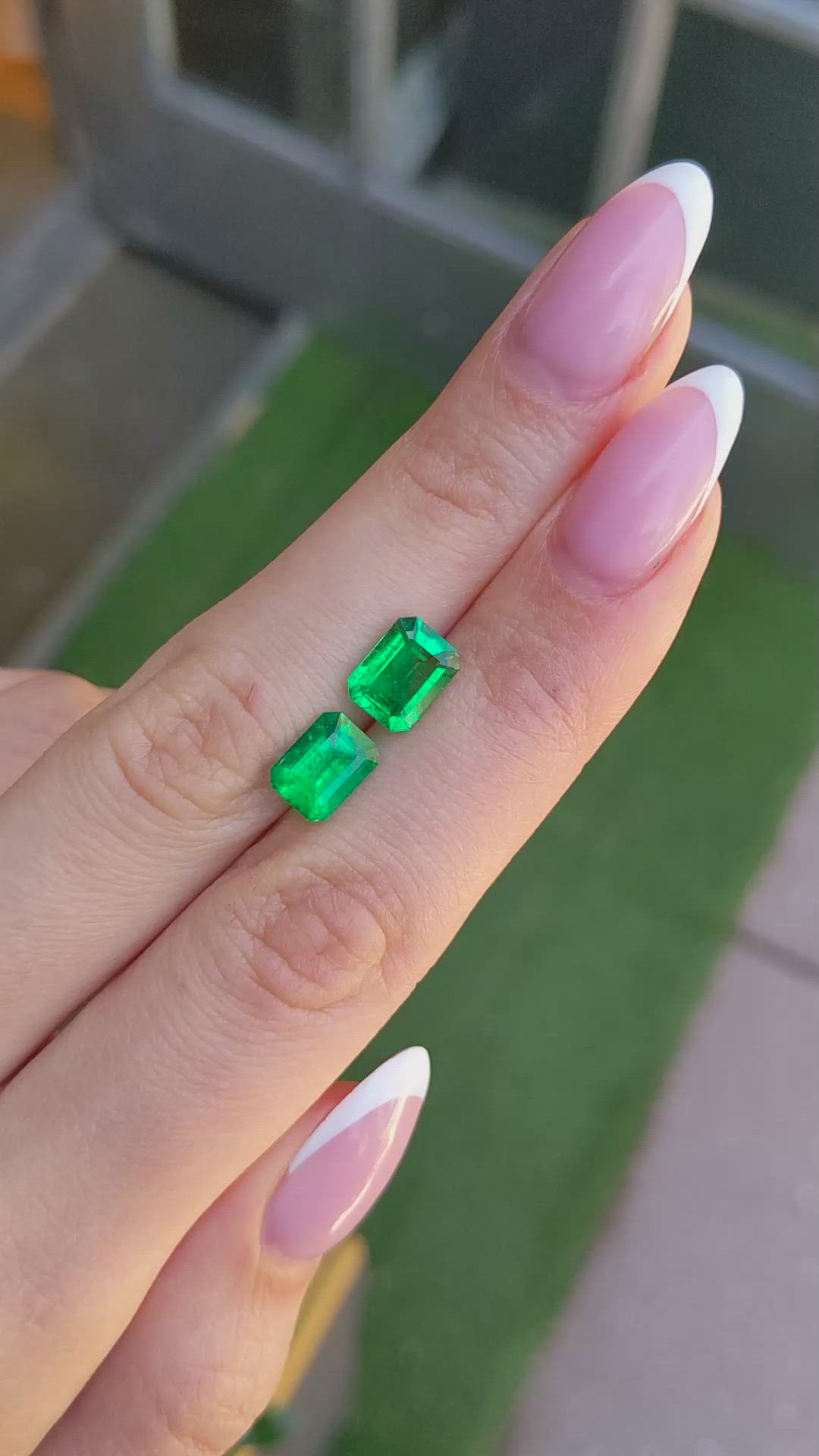 3.47&nbsp;Ct.Tw.Total Carat Weight Emerald Pair from Colombia Size Video