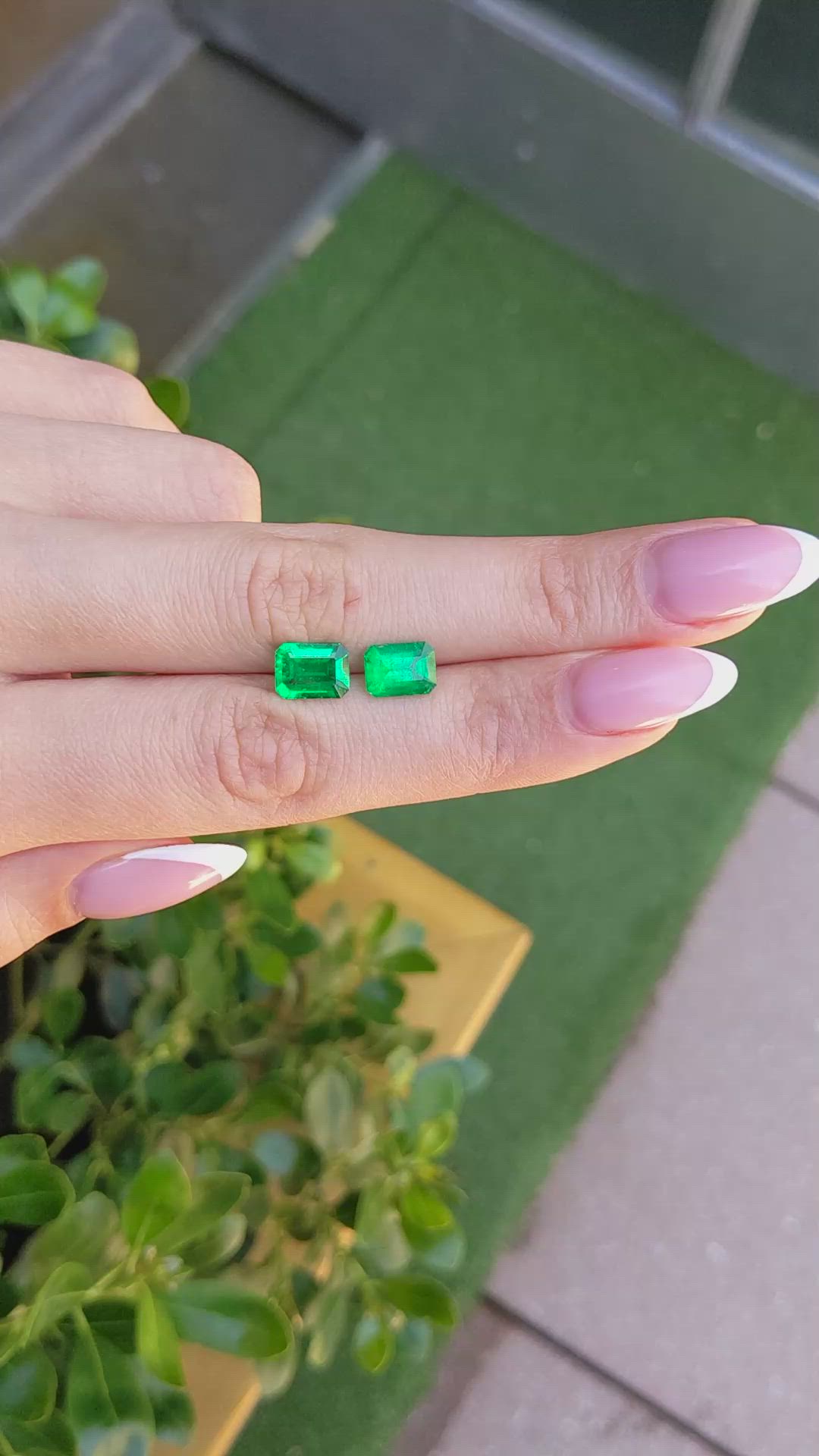 3.47&nbsp;Ct.Tw.Total Carat Weight Emerald Pair from Colombia Size Video