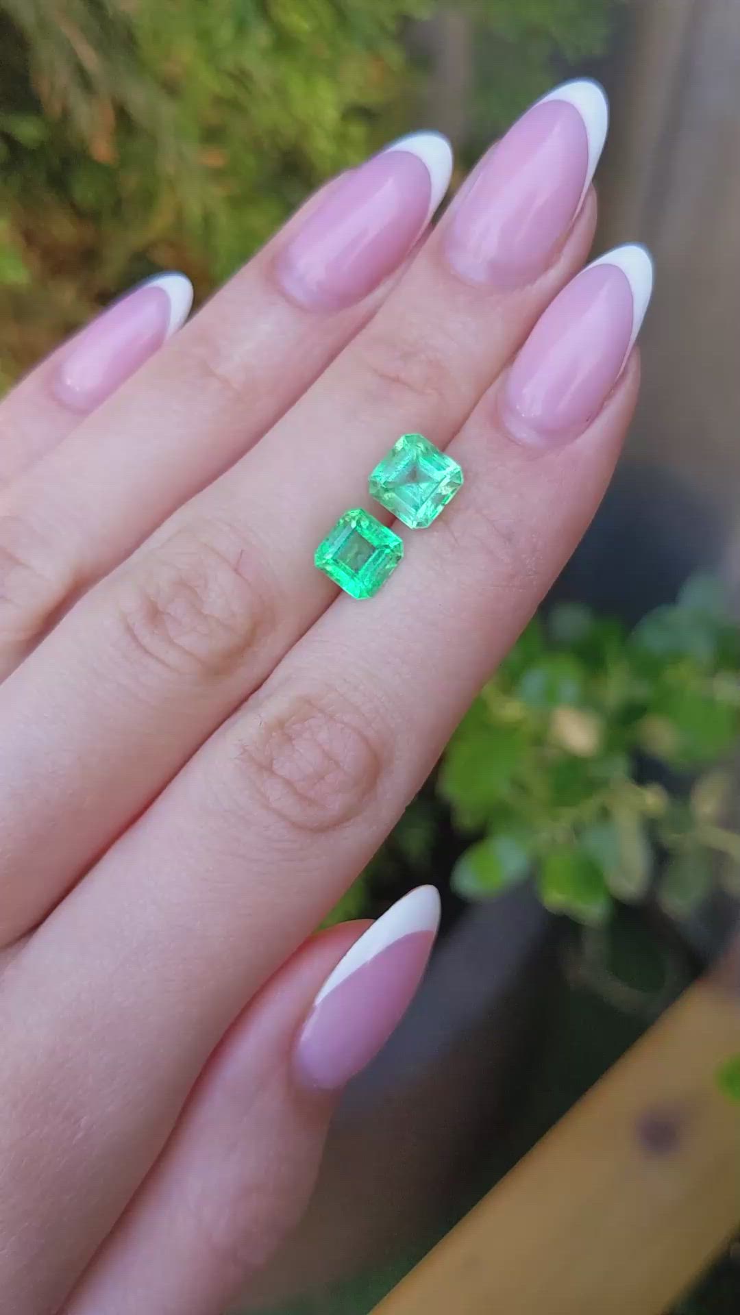 3.68 Ct.Tw.Total Carat Weight Emerald Pair from Colombia Size Video